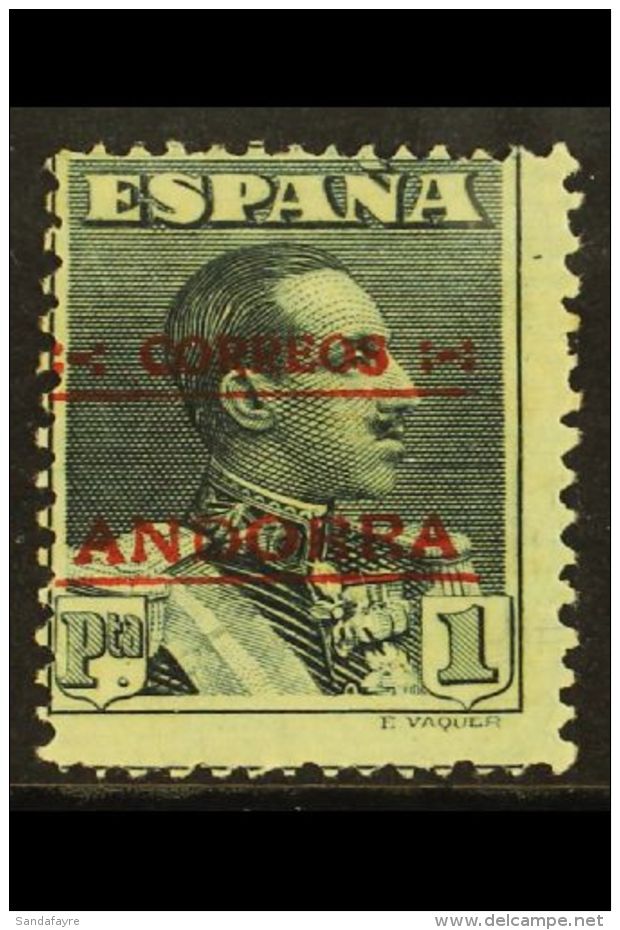 SPANISH 1928 1peseta Greenish Black Perf 14, Mi 10C, Mint For More Images, Please Visit... - Other & Unclassified