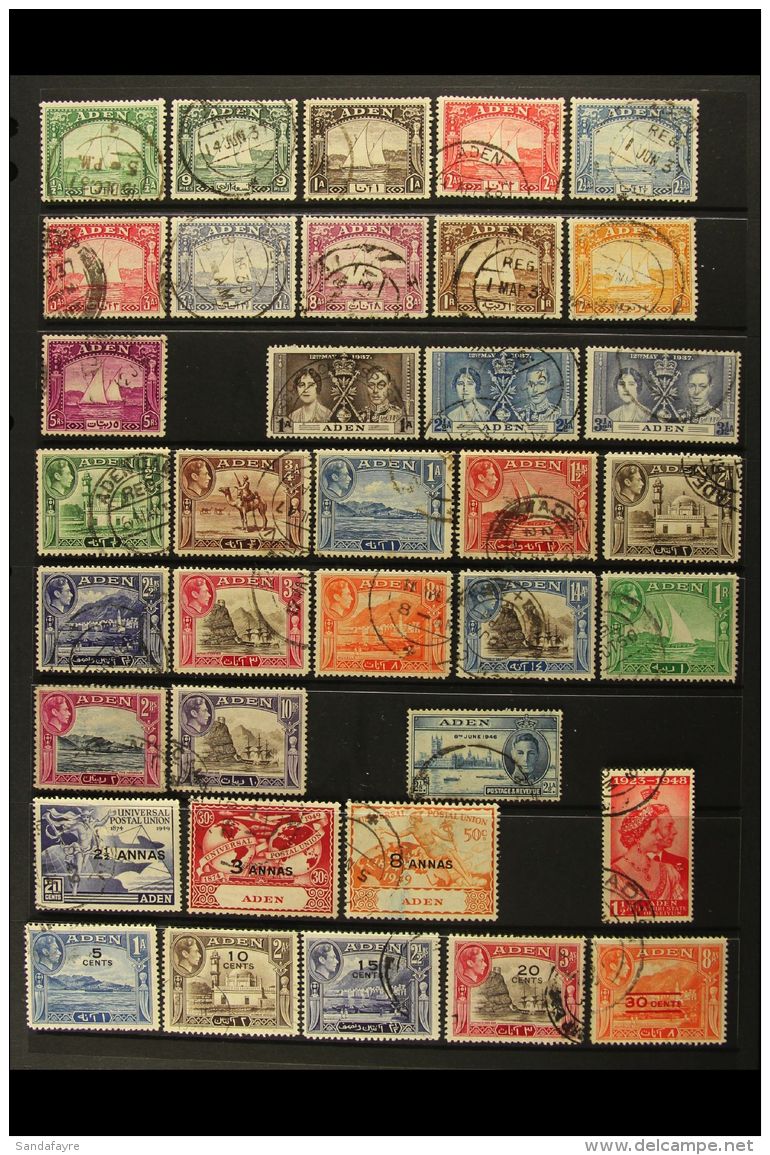 1937-1964 FINE USED COLLECTION On Stock Pages, ALL DIFFERENT, Inc 1937 Dhow Set To 5r, 1939-48 Set (ex 5r), 1951... - Aden (1854-1963)