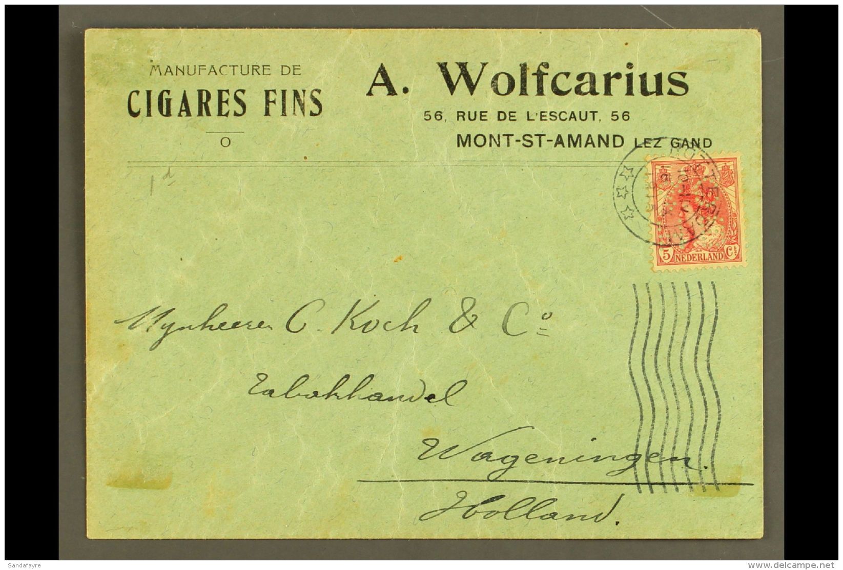 TOBACCO 1916 Belgian Cigarette Makers Printed Envelope Used From Rotterdam To Wageningen, Bearing Dutch 5c Stamp... - Non Classés