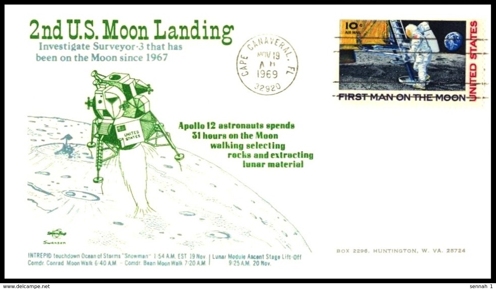 USA: 'Apollo-12 In Space - Mondlandung - Lunar Landing, 1969' - USA