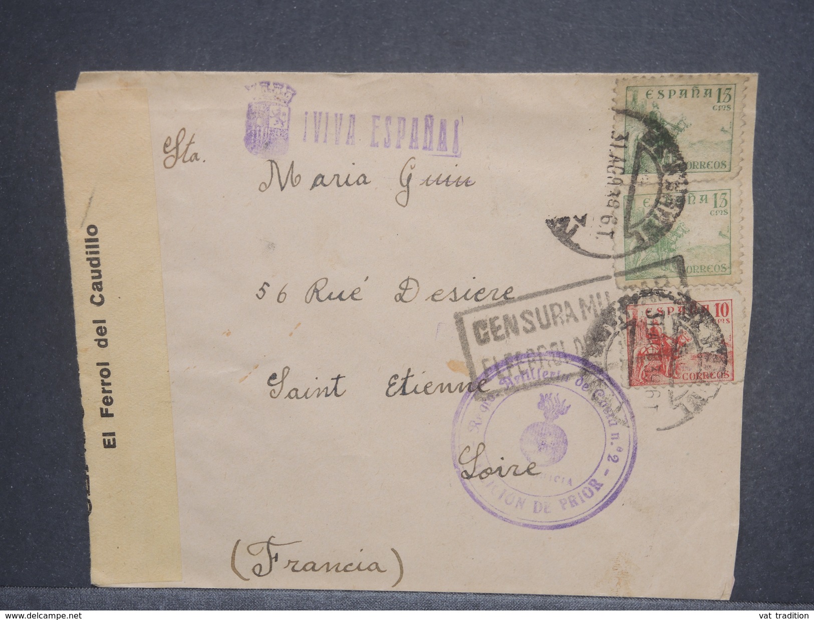 ESPAGNE - Enveloppe  D' Un Soldat De Ferrol Pour La France En 1939 Avec Censure , Contrôle Postal, - L 7443 - Marcas De Censura Nacional