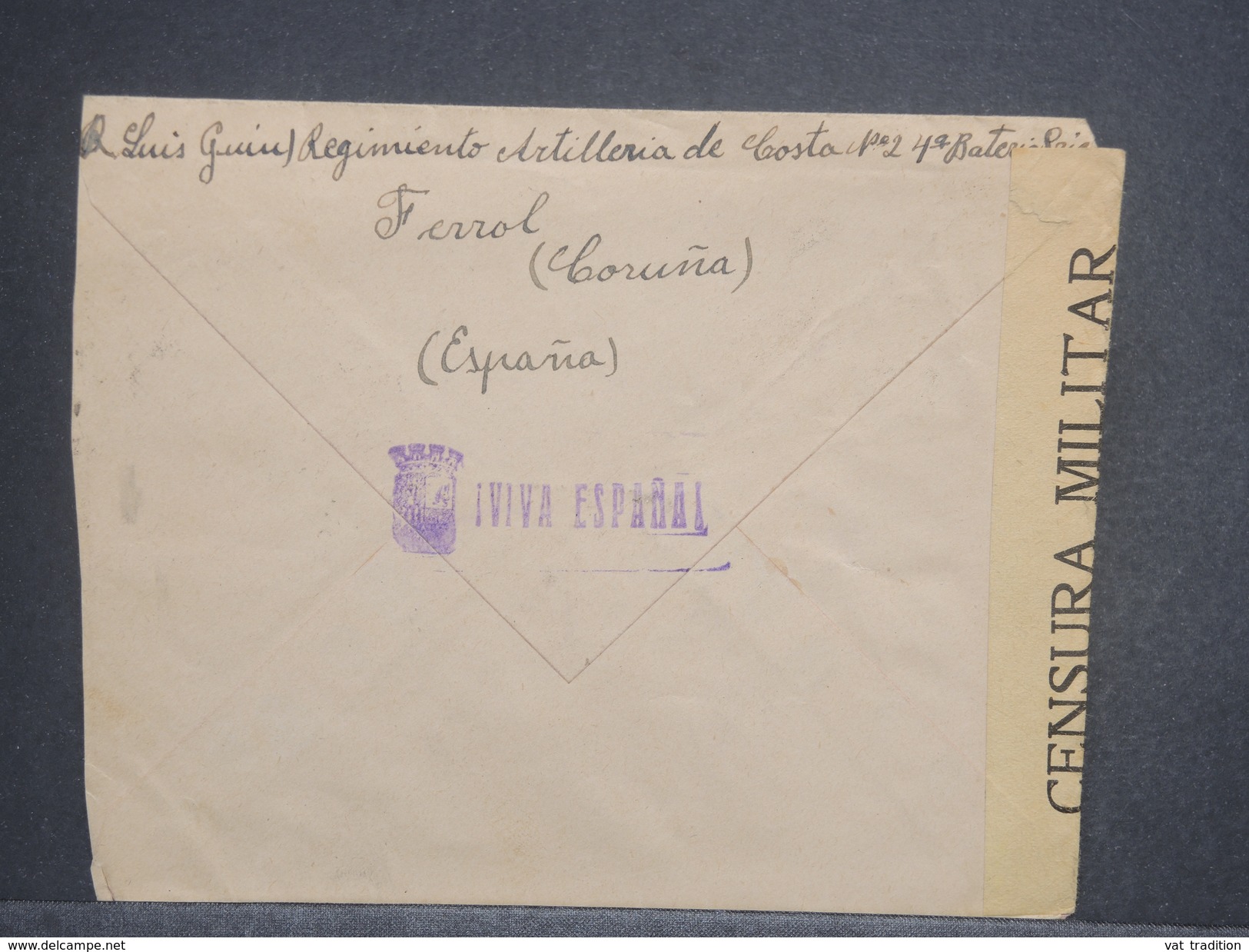 ESPAGNE - Enveloppe  D' Un Soldat De Ferrol Pour La France En 1939 Avec Censure , Contrôle Postal, - L 7443 - Marcas De Censura Nacional