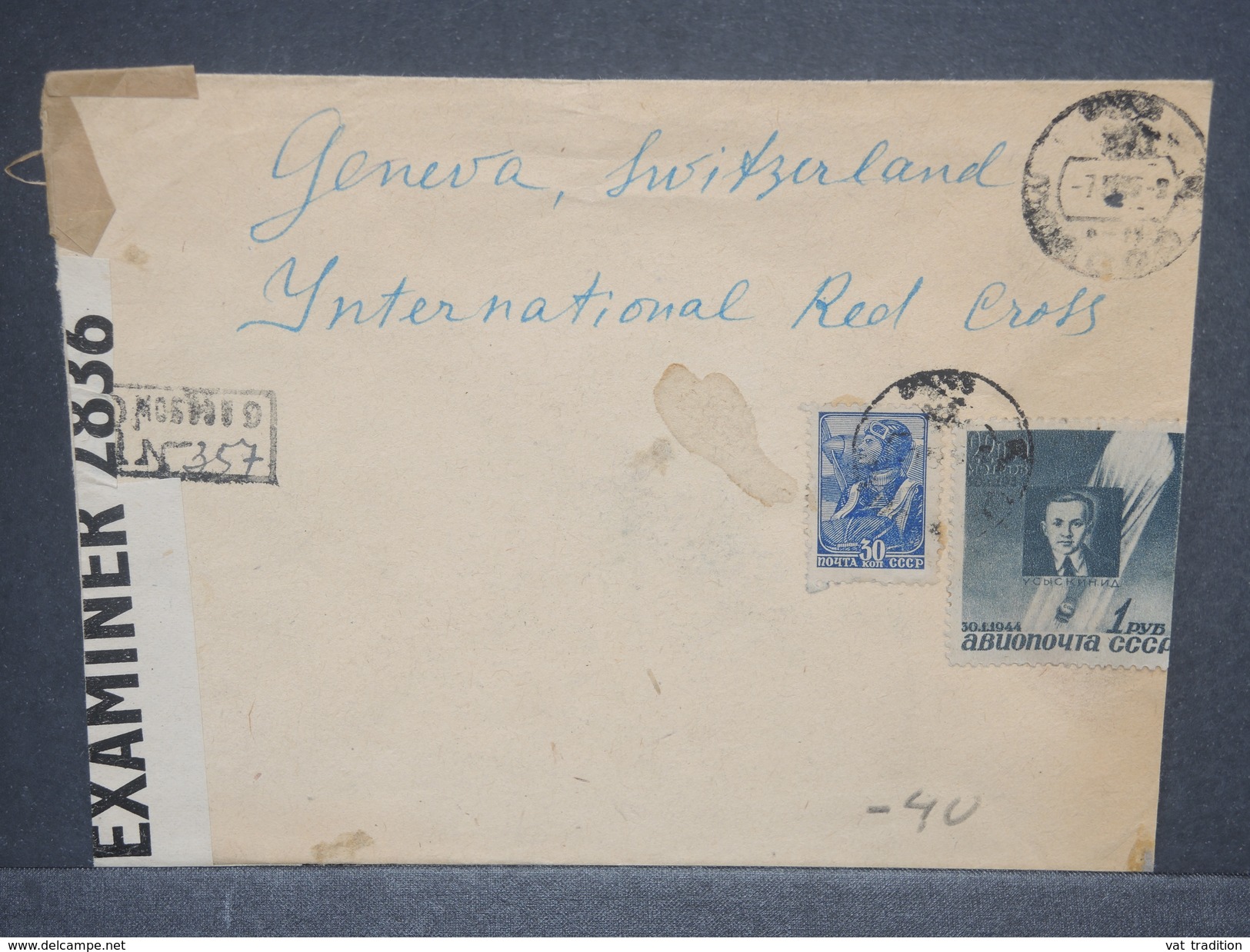 U.R.S.S. - Enveloppe Pour La Croix Rouge En Suisse En 1945 Avec Contrôle Postal , Affranchissement Plaisant - L 7467 - Covers & Documents