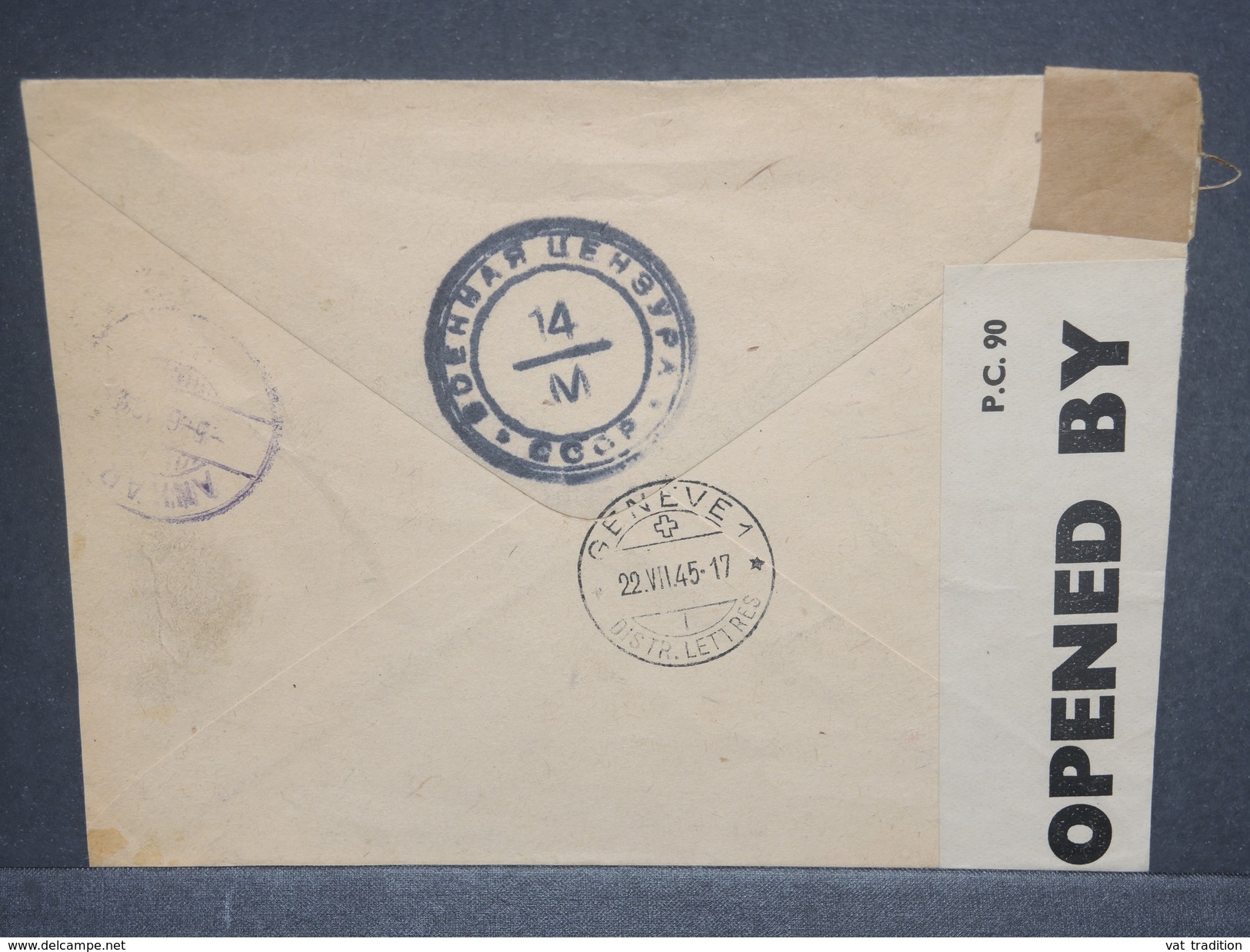 U.R.S.S. - Enveloppe Pour La Croix Rouge En Suisse En 1945 Avec Contrôle Postal , Affranchissement Plaisant - L 7467 - Briefe U. Dokumente