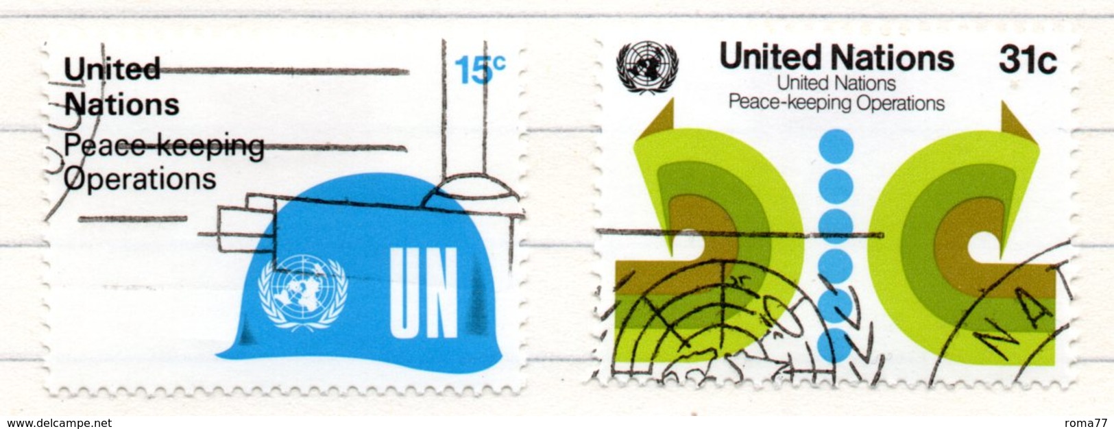 3 - NAZIONI UNITE ONU 1980 , Unificato Serie N. 312/313  Usata . Pace - Usados