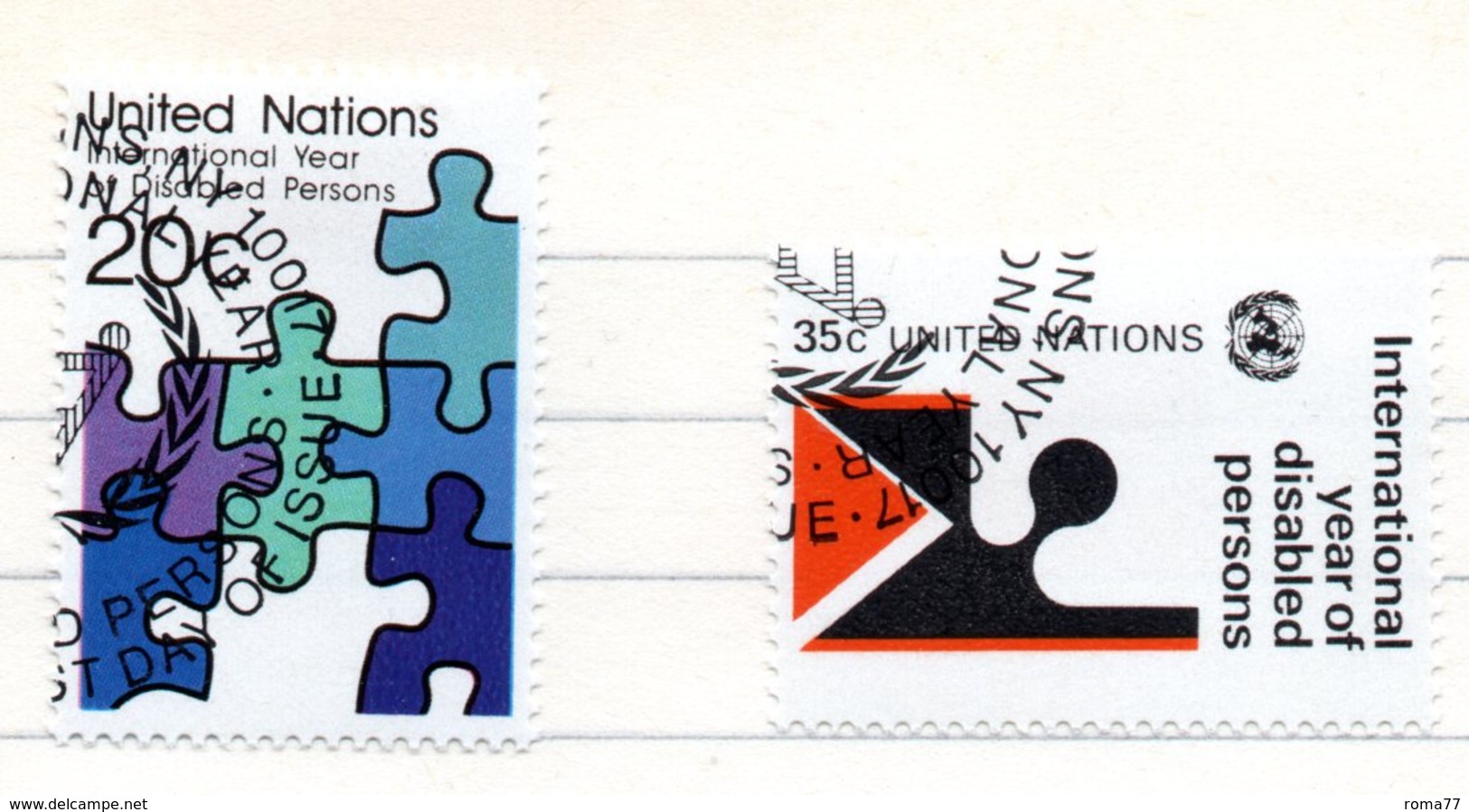 8 - NAZIONI UNITE ONU 1981 , Unificato Serie N. 335/336  Usata . Handicap - Oblitérés