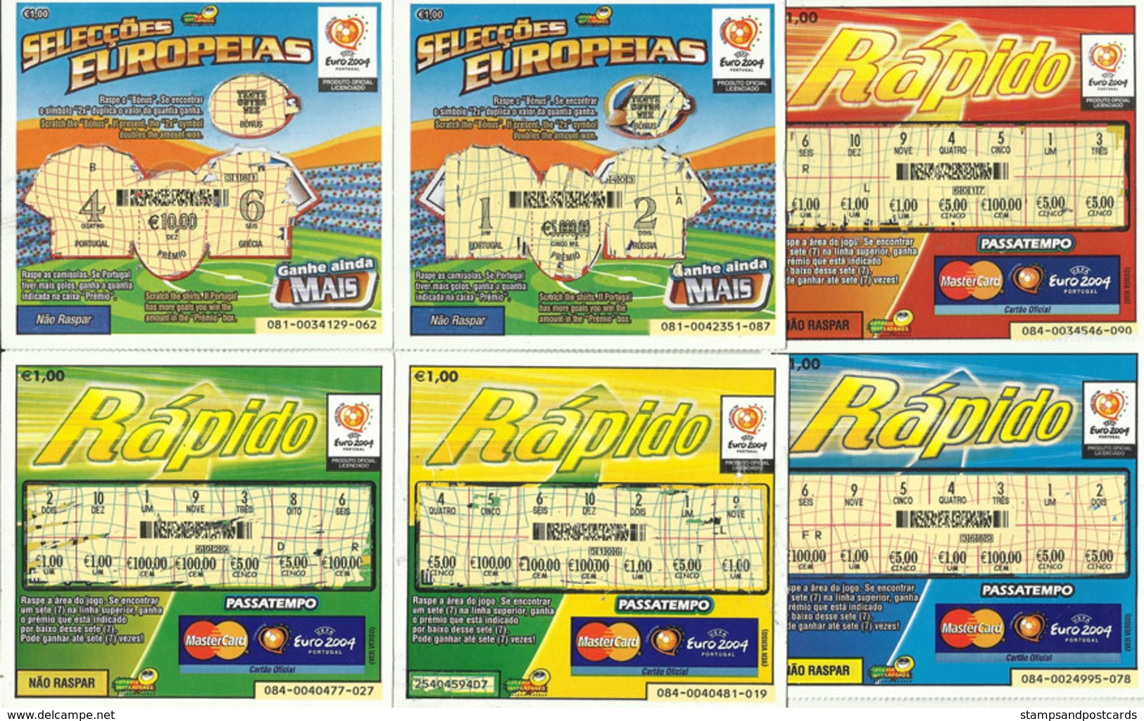 Portugal 21 Loterie De Grattage Football Euro 2004 Instant Lottery 21 Tickets Euro 2004 Soccer Cup - Billets De Loterie