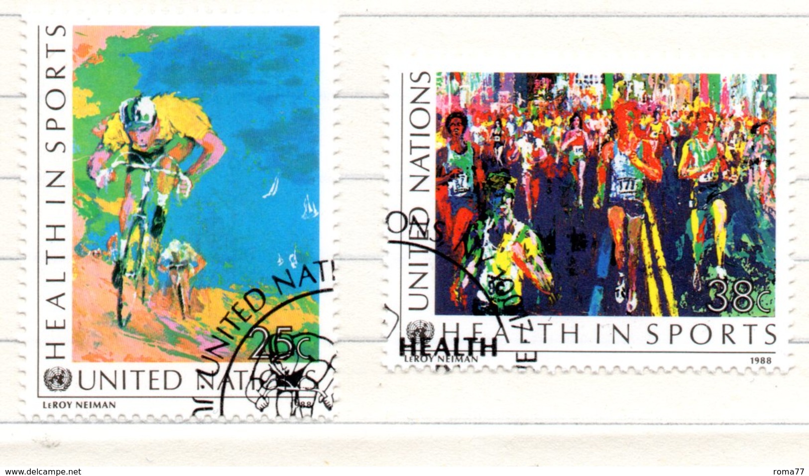 53 - NAZIONI UNITE ONU 1988 , Unificato Serie N. 519/520  Usata . Sport Ciclismo - Gebruikt