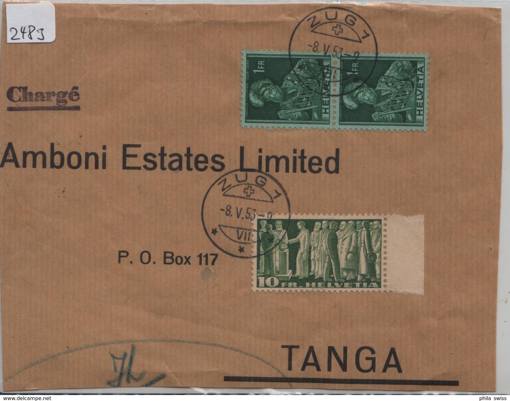 1953 Briefstück 218w/330w - Stempel: Zug Nach Tanga - Briefe U. Dokumente