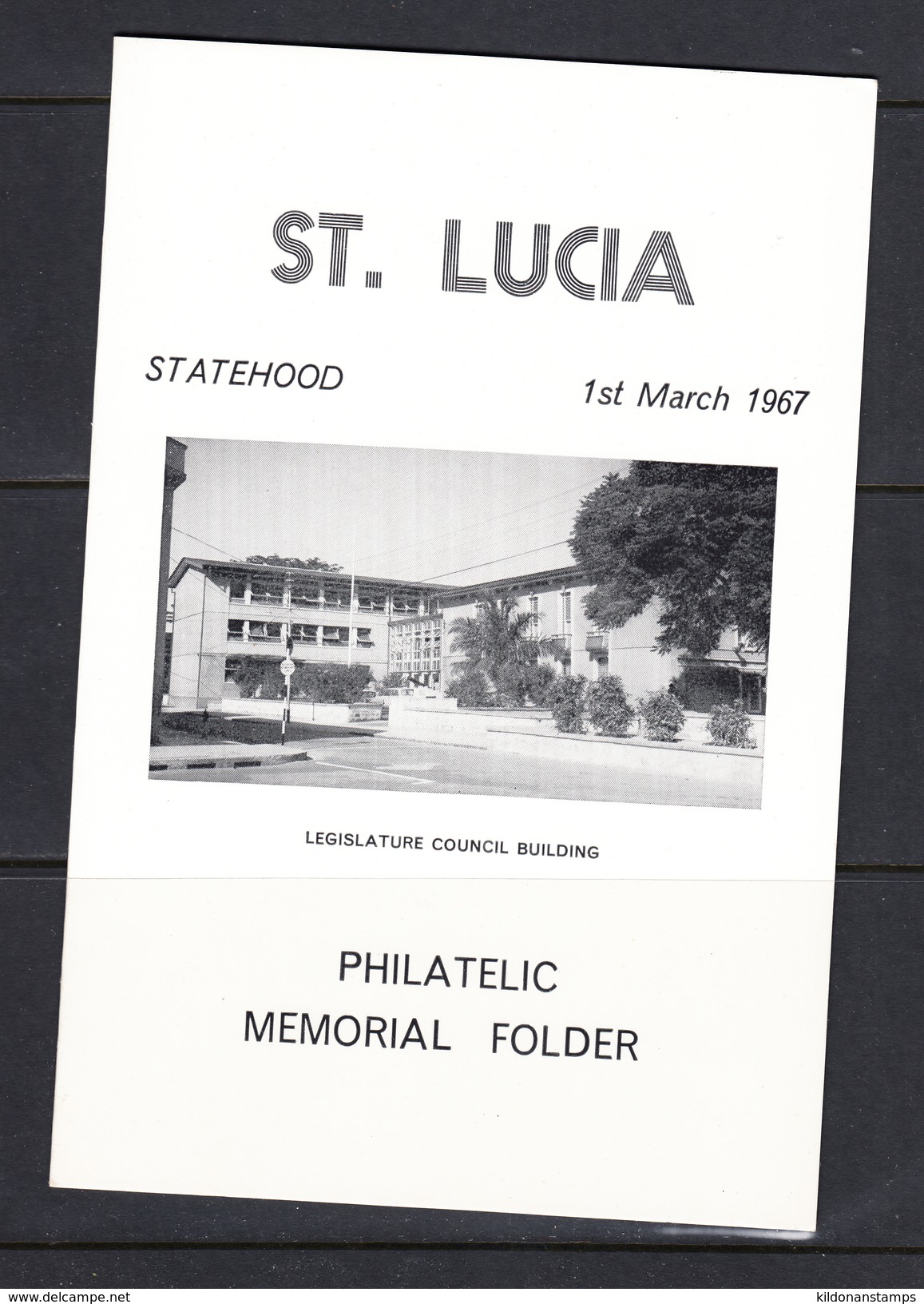 St. Lucia 1967 Philatelic Memorial Folder, Cancelled, Sc# , SG 240 - Ste Lucie (...-1978)