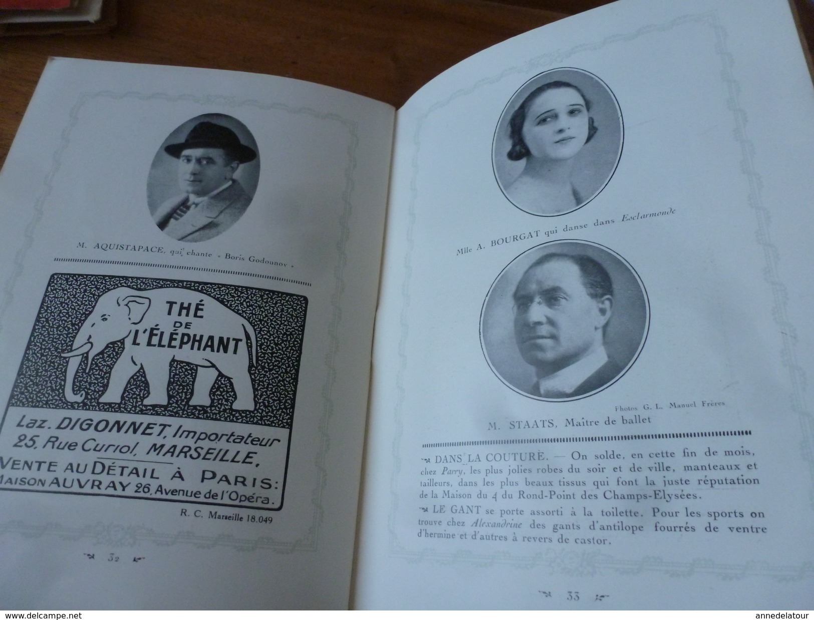 1924  ACADEMIE NATIONALE de MUSIQUE et de DANSE - Gazette de l'Opéra (voir les photos des artistes et publicités)