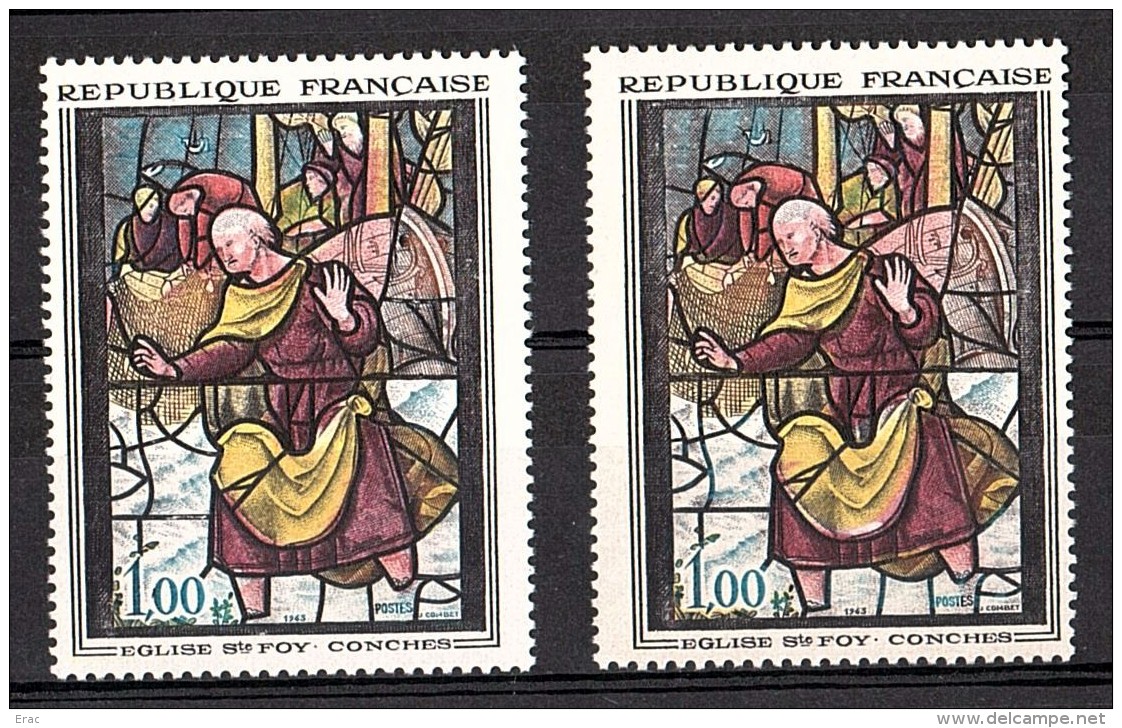 1963 - Petites Variétés De Couleurs (notamment Bas De Cape Blanc) - N° 1377 - Neufs ** - Vitrail Eglise Ste Foy - Neufs