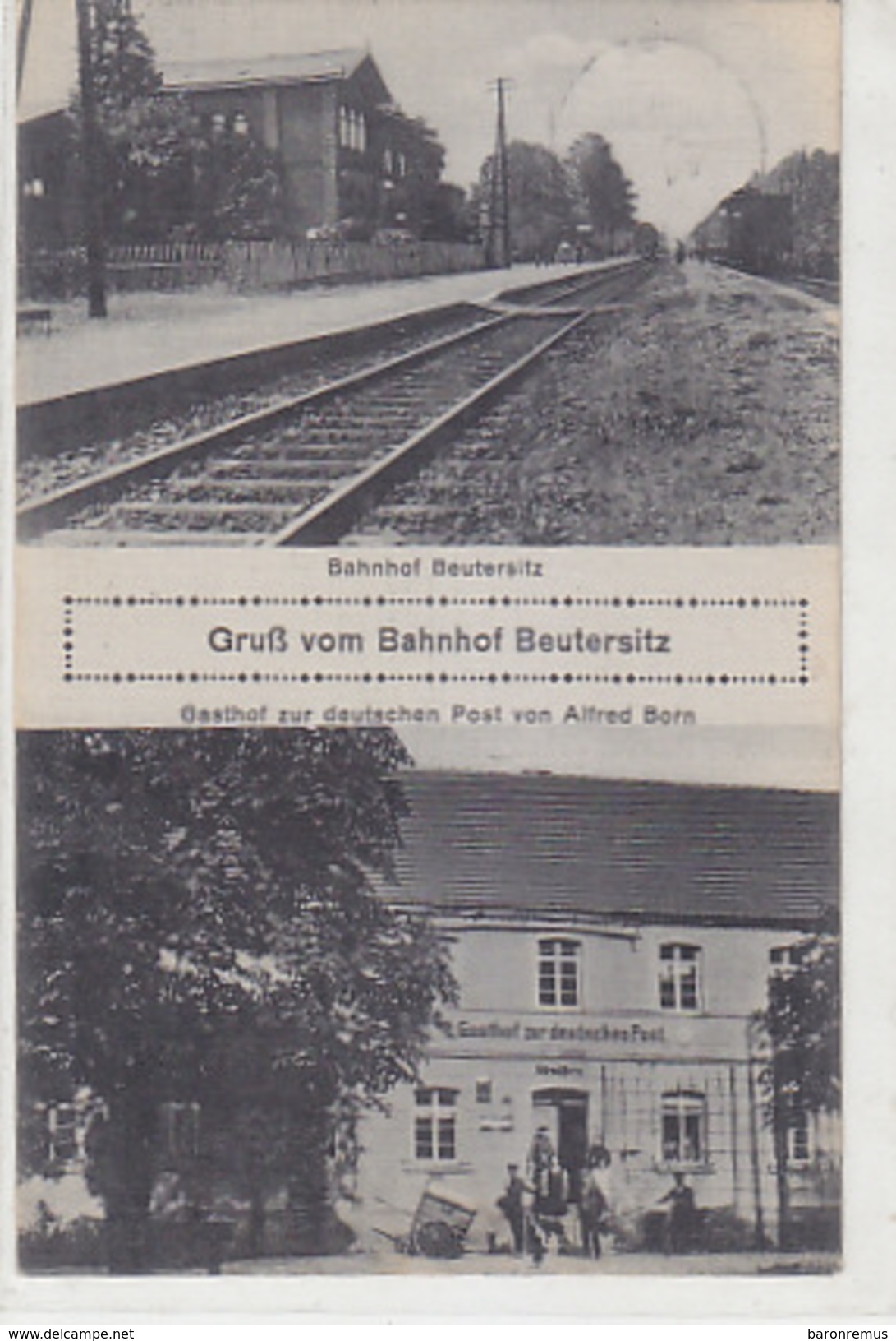 Gruss Vom Bahnhof Beuteresitz Sowie Gasthof Z, Deutschen Post - 1927    (170411) - Otros & Sin Clasificación