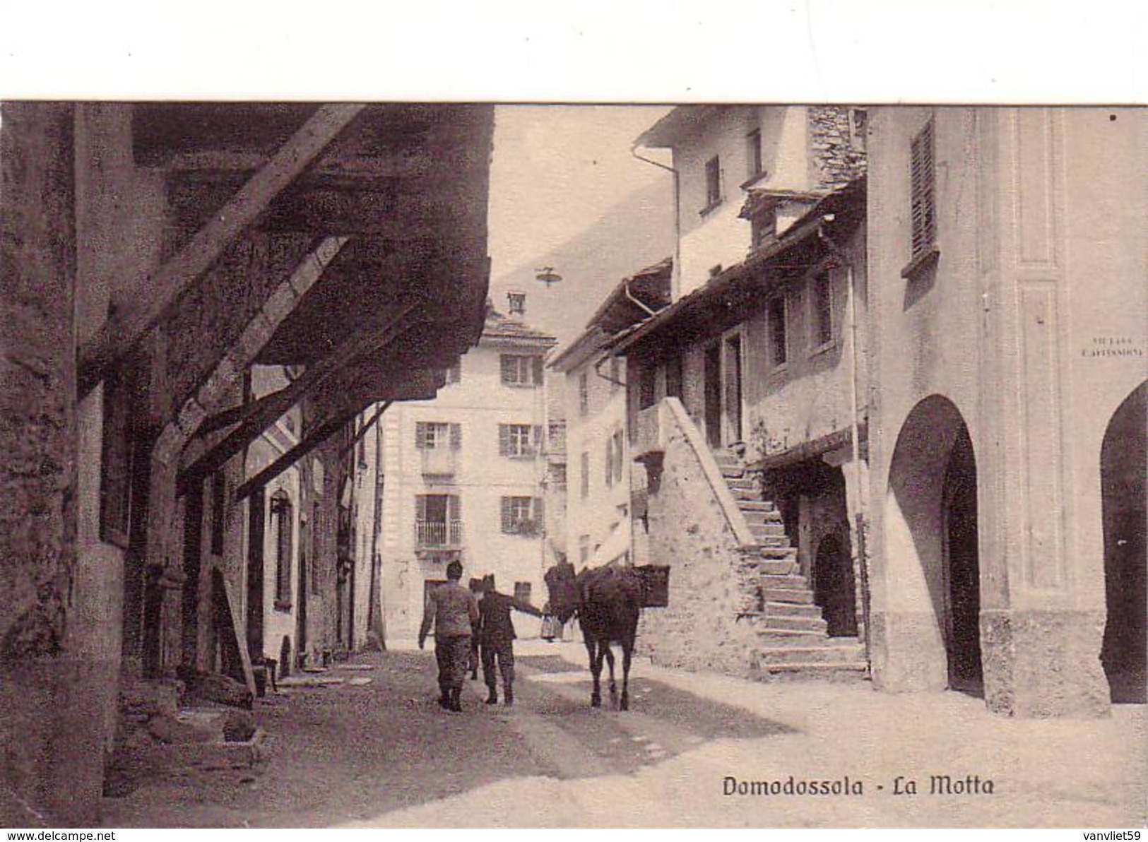 DOMODOSSOLA-VERBANO CUSIO OSSOLA-LA MOTTA-BELLA ANIMAZIONE-CARTOLINA ANNO 1915-1925 - Verbania