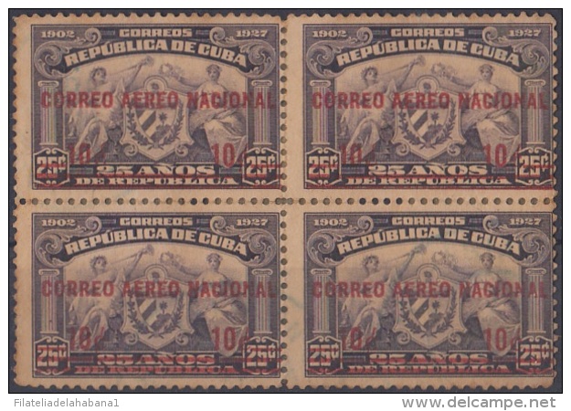 1930-51 CUBA REPUBLICA. 1930. Ed.254. 3c. CORREO AEREO NACIONA HABILITADO. NO GUM. REFORZADO CON FIJASELOS. - Ungebraucht