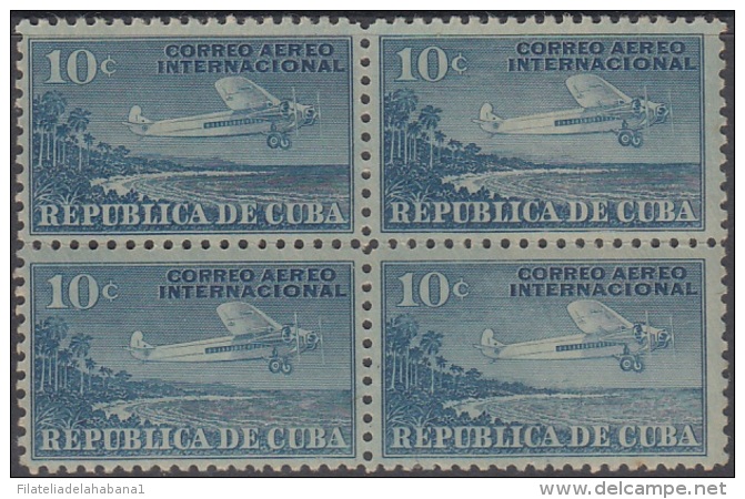 1930-54 CUBA REPUBLICA. 1930. Ed.256 10c. CORREO AEREO INTENACIONAL. AVION AIRPLANE GOMA ORIGINAL MANCHAS. - Neufs