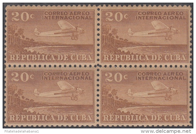 1930-57 CUBA REPUBLICA. 1930. Ed.258 20c. CORREO AEREO INTENACIONAL. AVION AIRPLANE GOMA ORIGINAL MANCHAS. - Ongebruikt