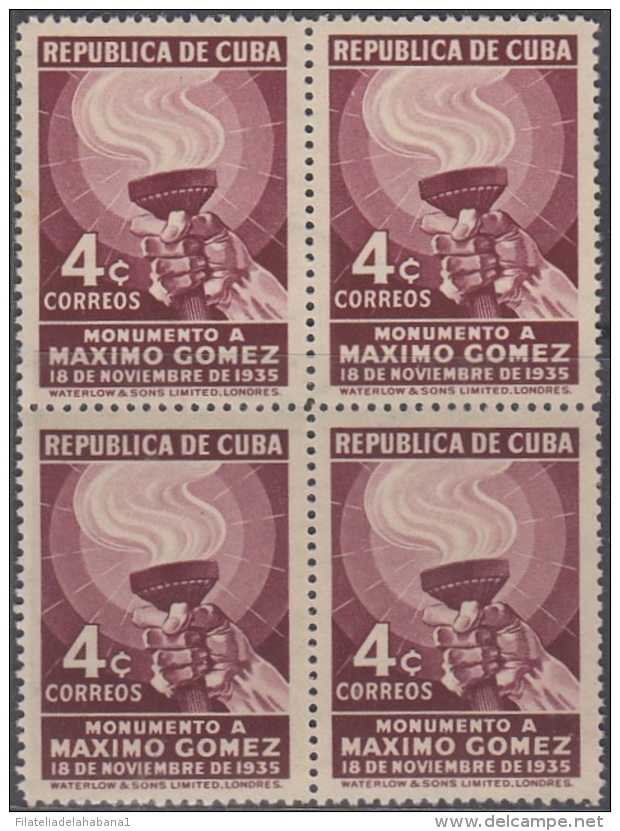 1936-291 CUBA REPUBLICA. 1936. Ed.296 4c CENTENARIO DE MAXIMO GOMEZ. ANTORCHA. MNH. - Nuovi