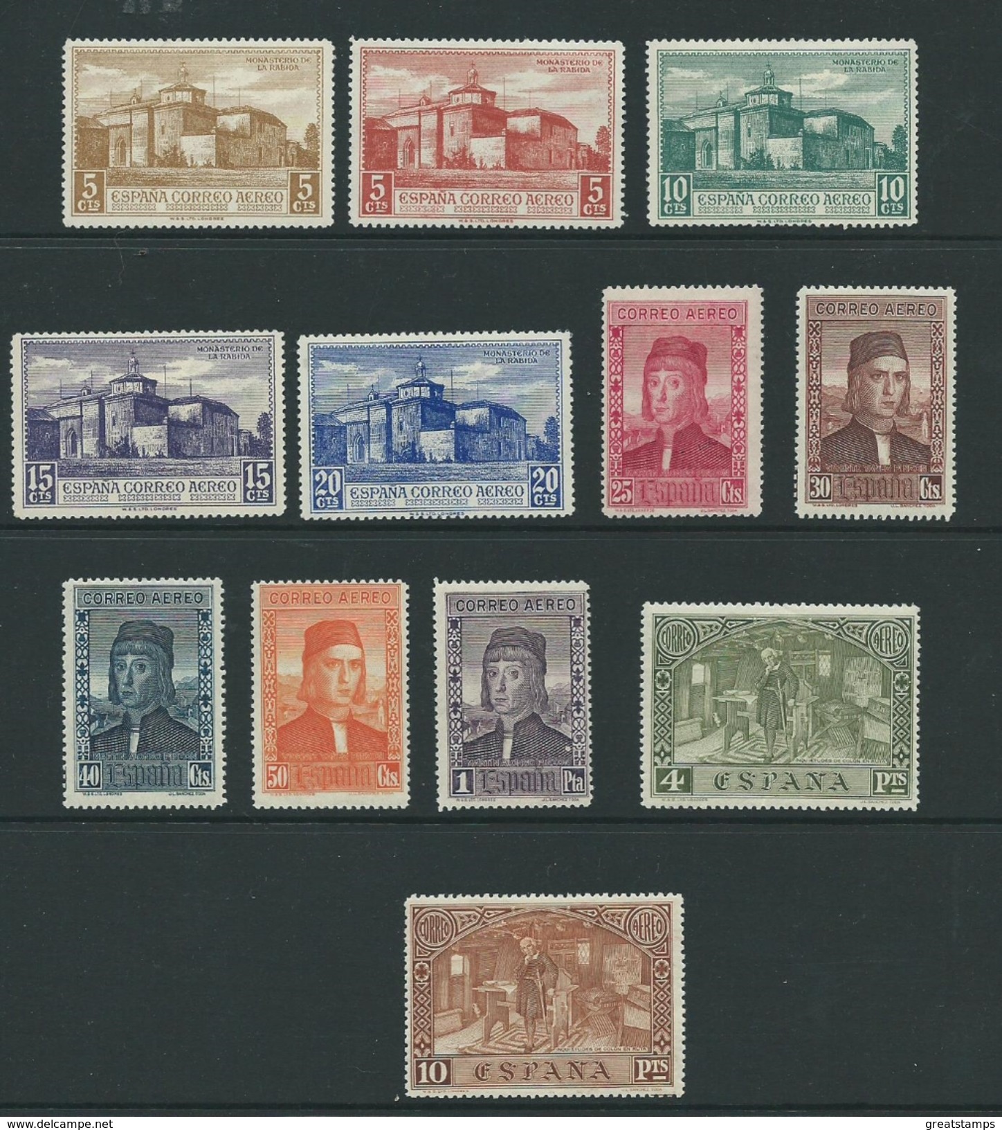 Spain Stamps Mh Columbus Air Set Sg608 /619 Europe And Africa Hinged - Unused Stamps
