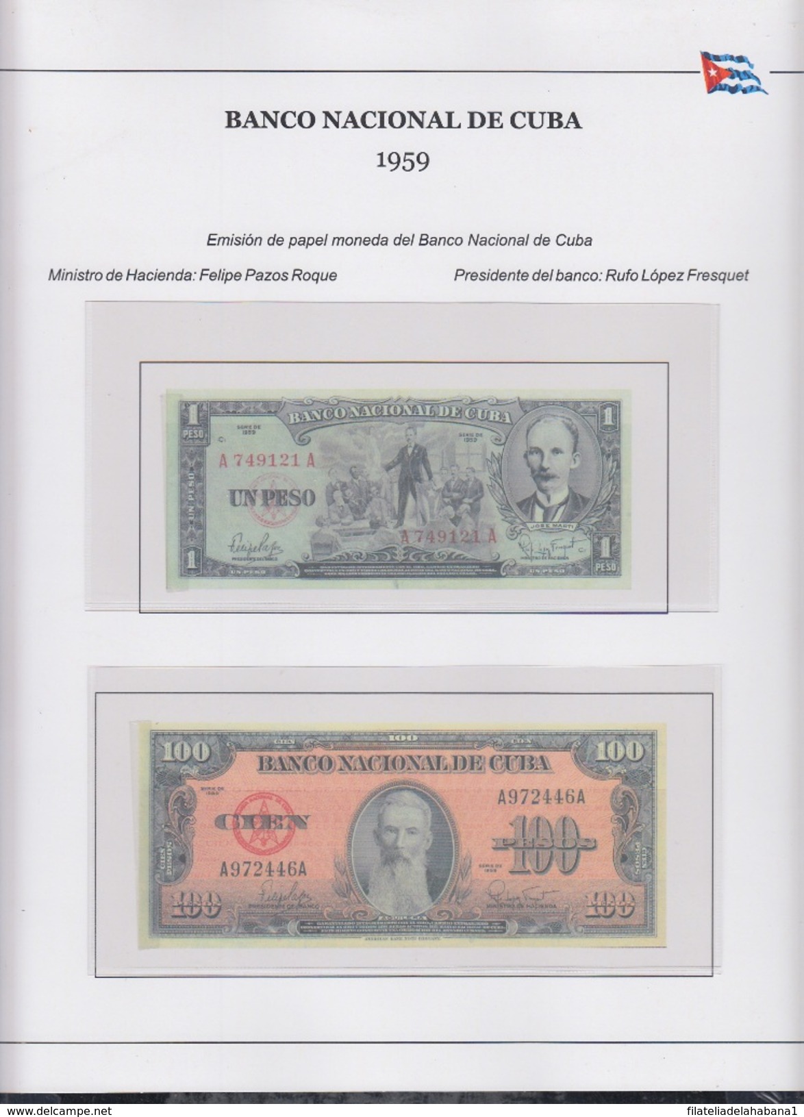 ALBUM DE BILLETES DE CUBA REPÚBLICA POR AÑOS 1959-2016. BANKNOTES. - Cuba