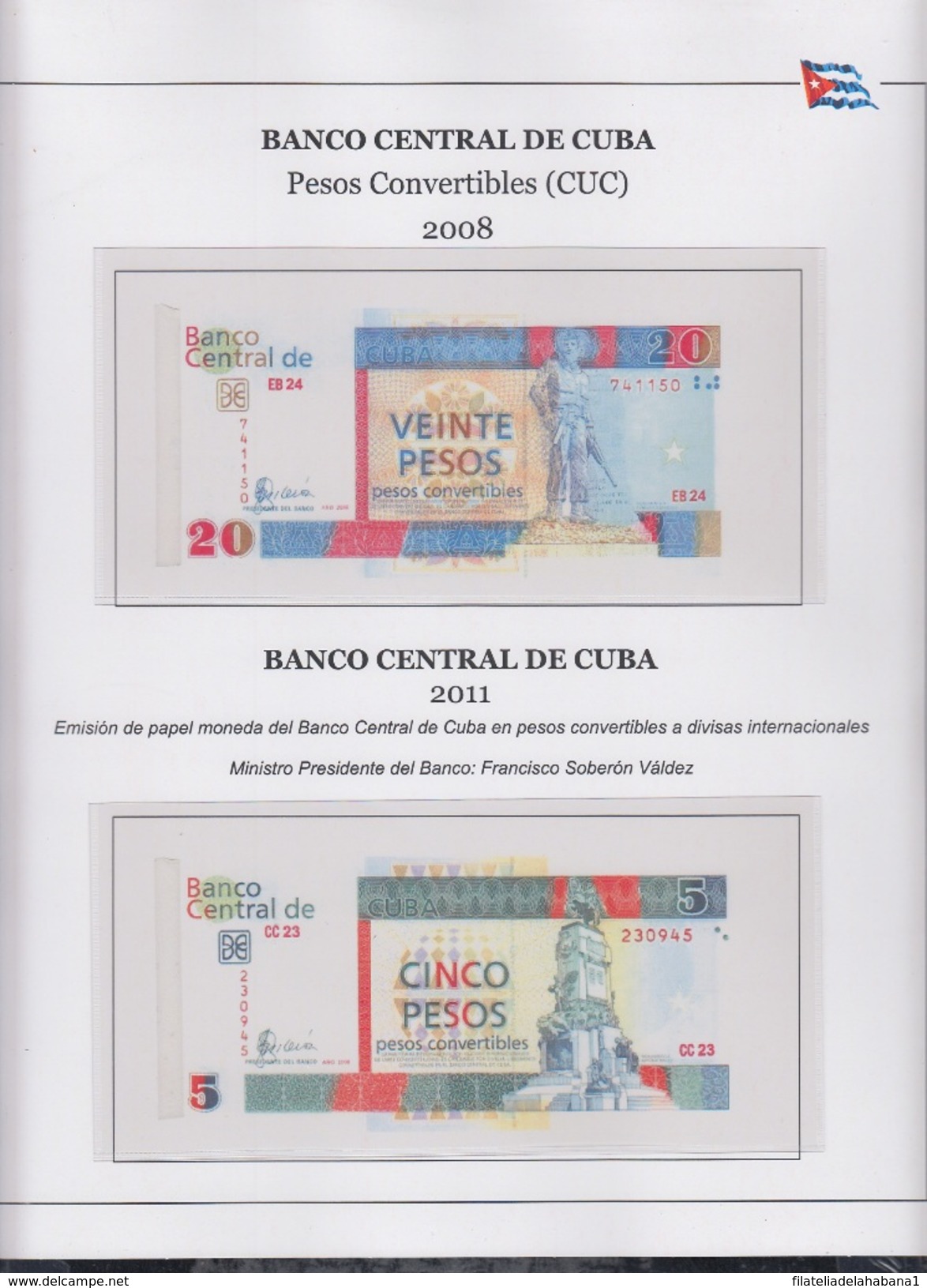 ALBUM DE BILLETES DE CUBA REPÚBLICA POR AÑOS 1959-2016. BANKNOTES.