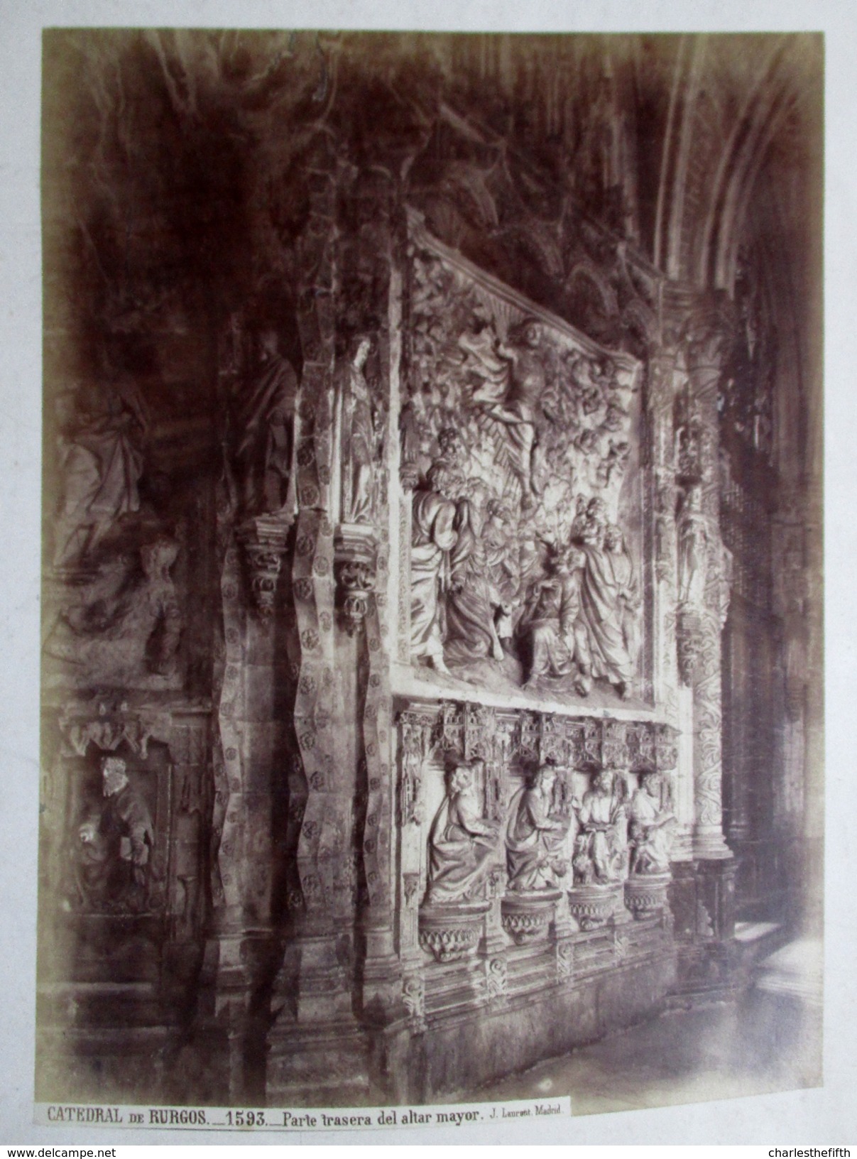 LARGE ALBUMINE PHOTO FROM JEAN LAURENT (1816 - 1886) ** CATEDRAL DE BURGOS - PARTE TRASERA DEL ALTAR MAYOR ** 34 X 25CM - Alte (vor 1900)