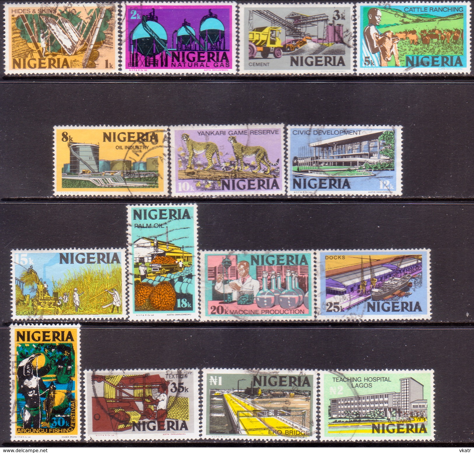 NIGERIA 1973-74 SG #290-306 Part Set Used Only 7k Missing - Nigeria (1961-...)