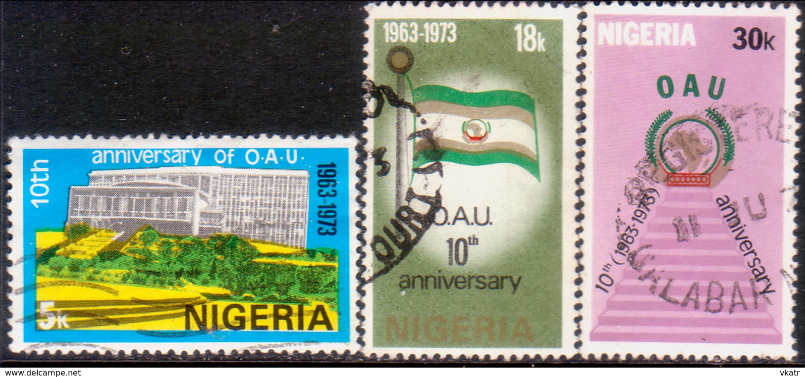 NIGERIA 1973 SG #311-13 Compl.set Used Tenth Anniv Of OAU - Nigeria (1961-...)