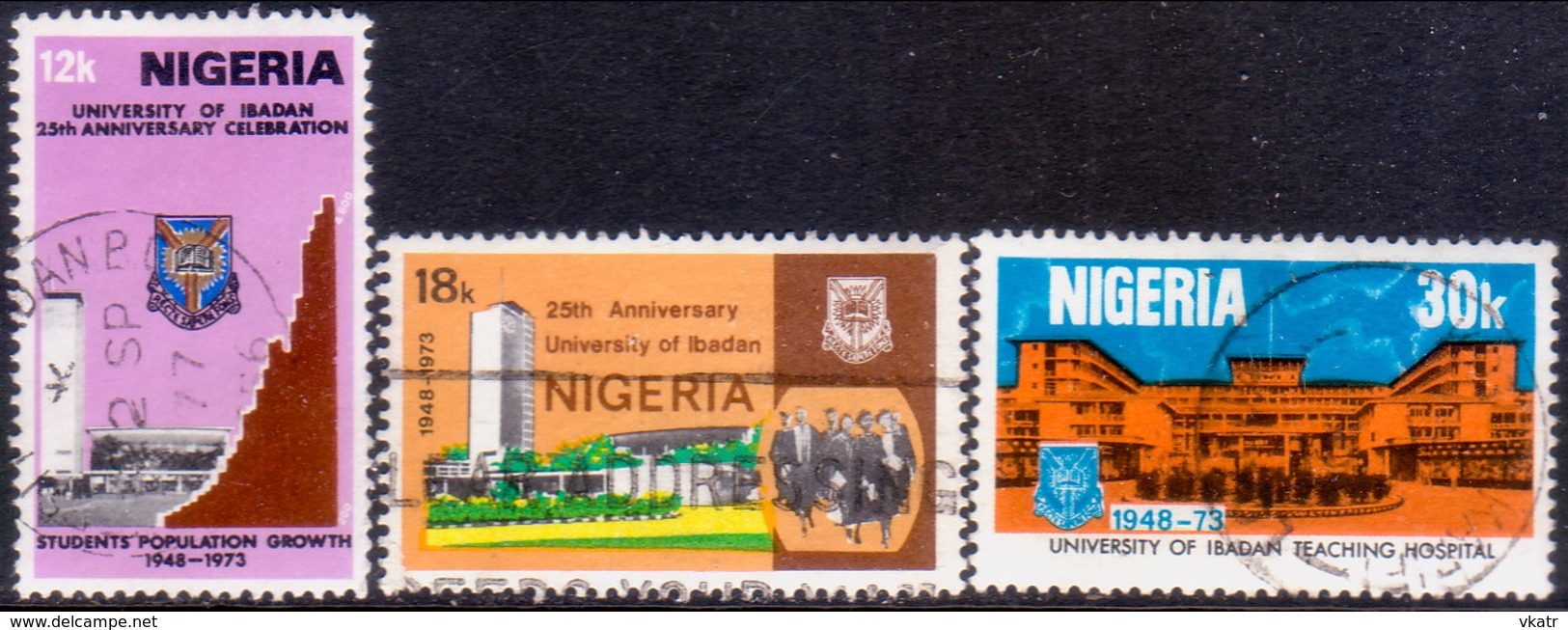 NIGERIA 1973 SG #318-20 Part Set Used Only 5k Missing Ibadan University - Nigeria (1961-...)