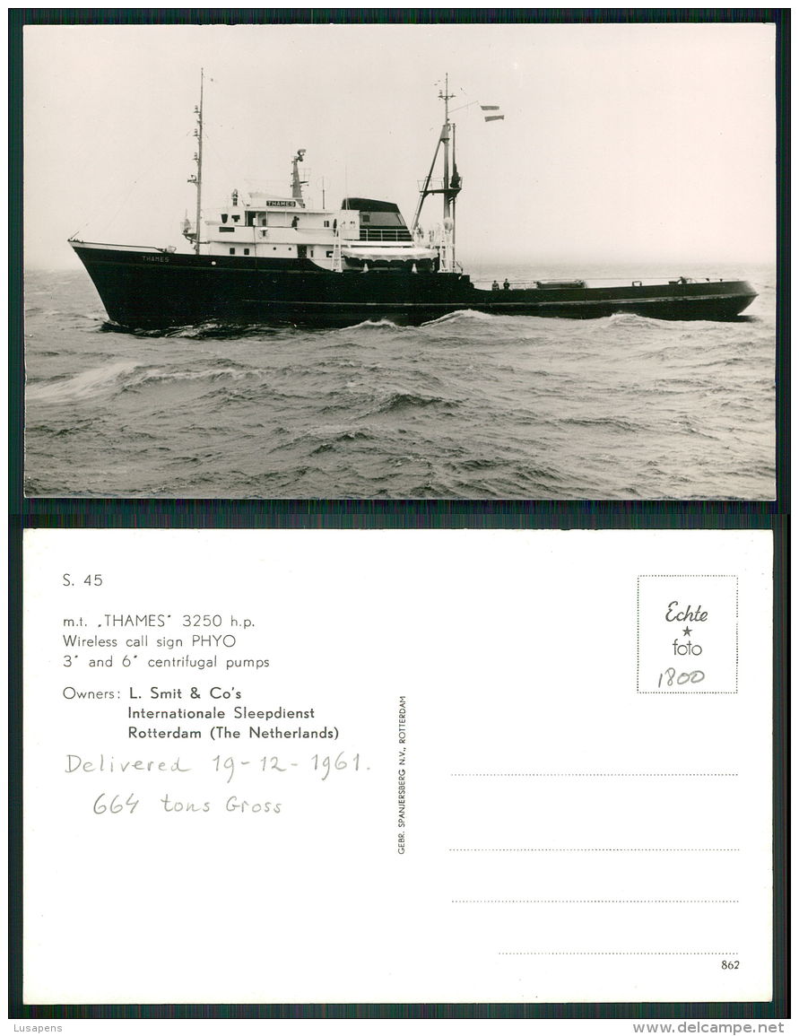 BARCOS SHIP BATEAU PAQUEBOT STEAMER [BARCOS #01800] - TUGBOAT -  MT  THAMES - Tugboats
