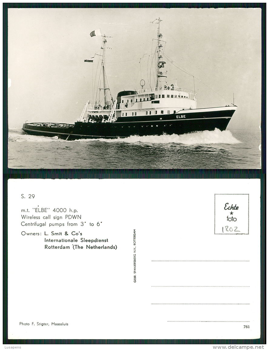 BARCOS SHIP BATEAU PAQUEBOT STEAMER [BARCOS #01802] - TUGBOAT -  MT ELBE - Tugboats