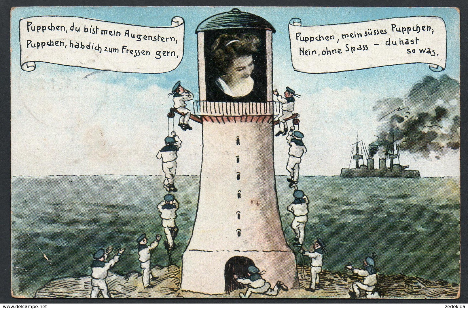 A2940 - Alte Ansichtskarte - Scherzkarte - Humor - Künstlerkarte - Marine - Flensburg Mürwik - Humour