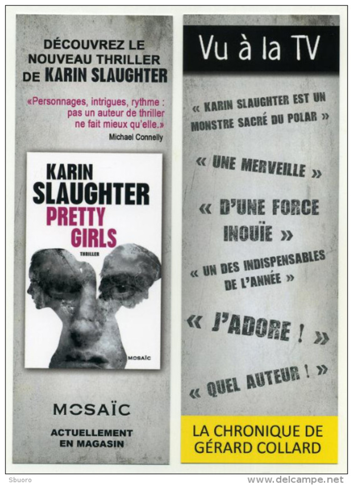 Marque-page - Pretty Girls, Le Nouveau Thriller De Karin Slaughter. Editions Mosaic - Marque-Pages