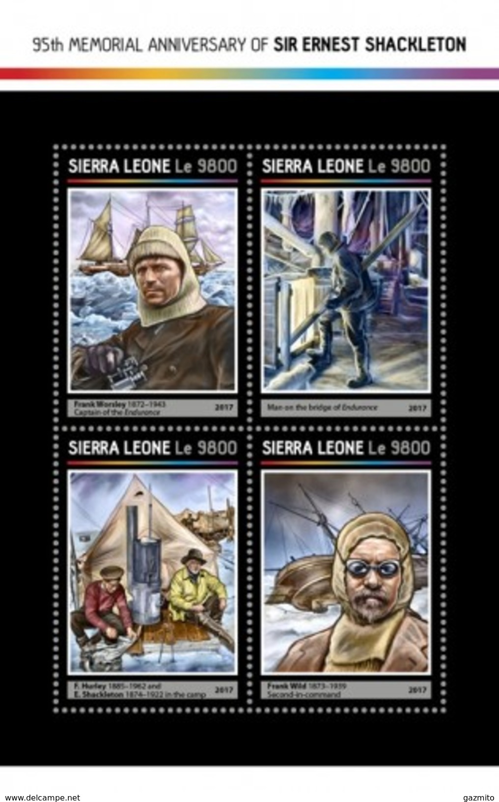 Sierra Leone 2017, Antartic Exploration, E. Shackleton, Ships, 4val In BF - Explorateurs & Célébrités Polaires