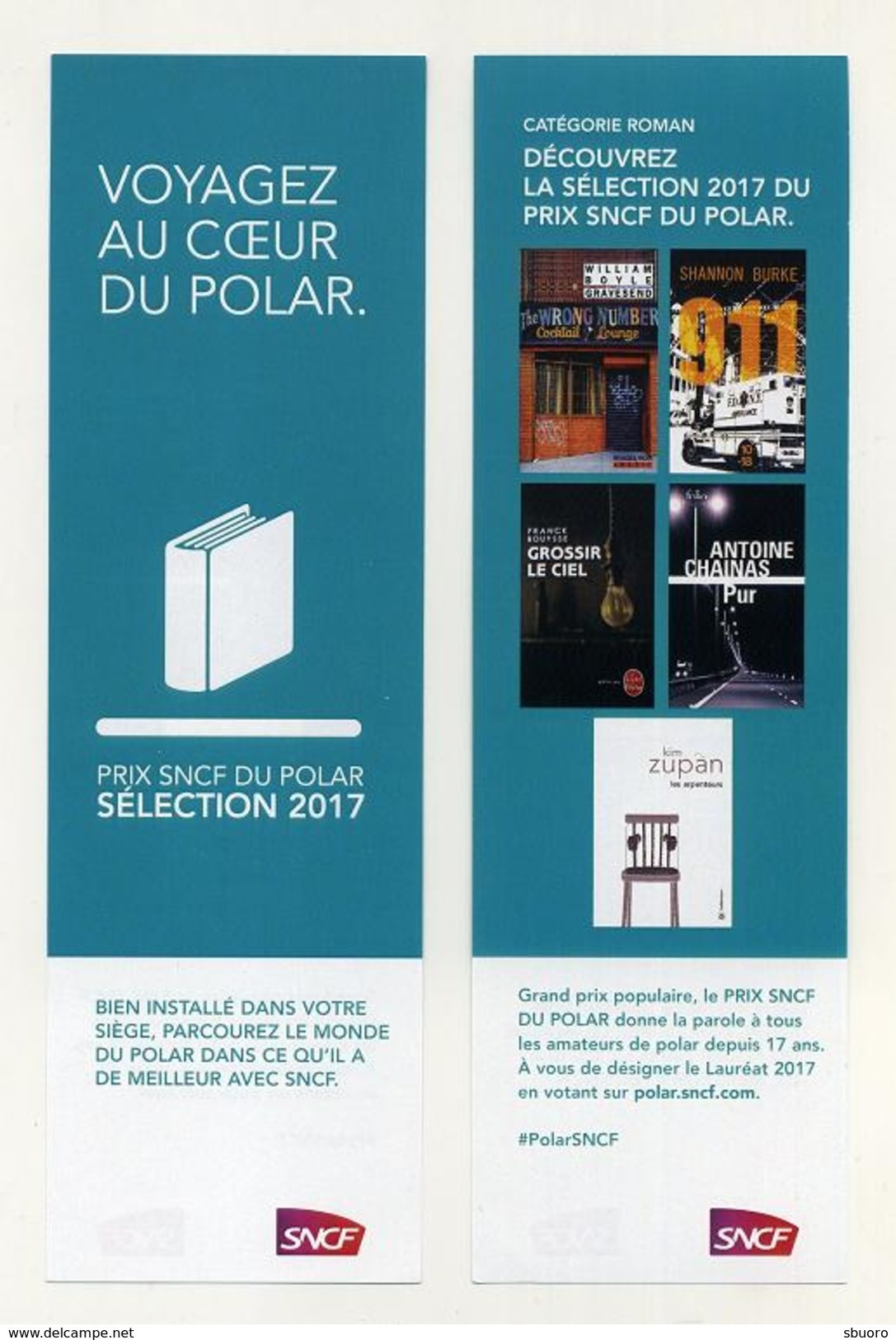 Marque-page - MP - Prix SNCF Du Polar - Voyagez Au Coeur Du Polar - Sélection 2017 - Lire Description - Marque-Pages