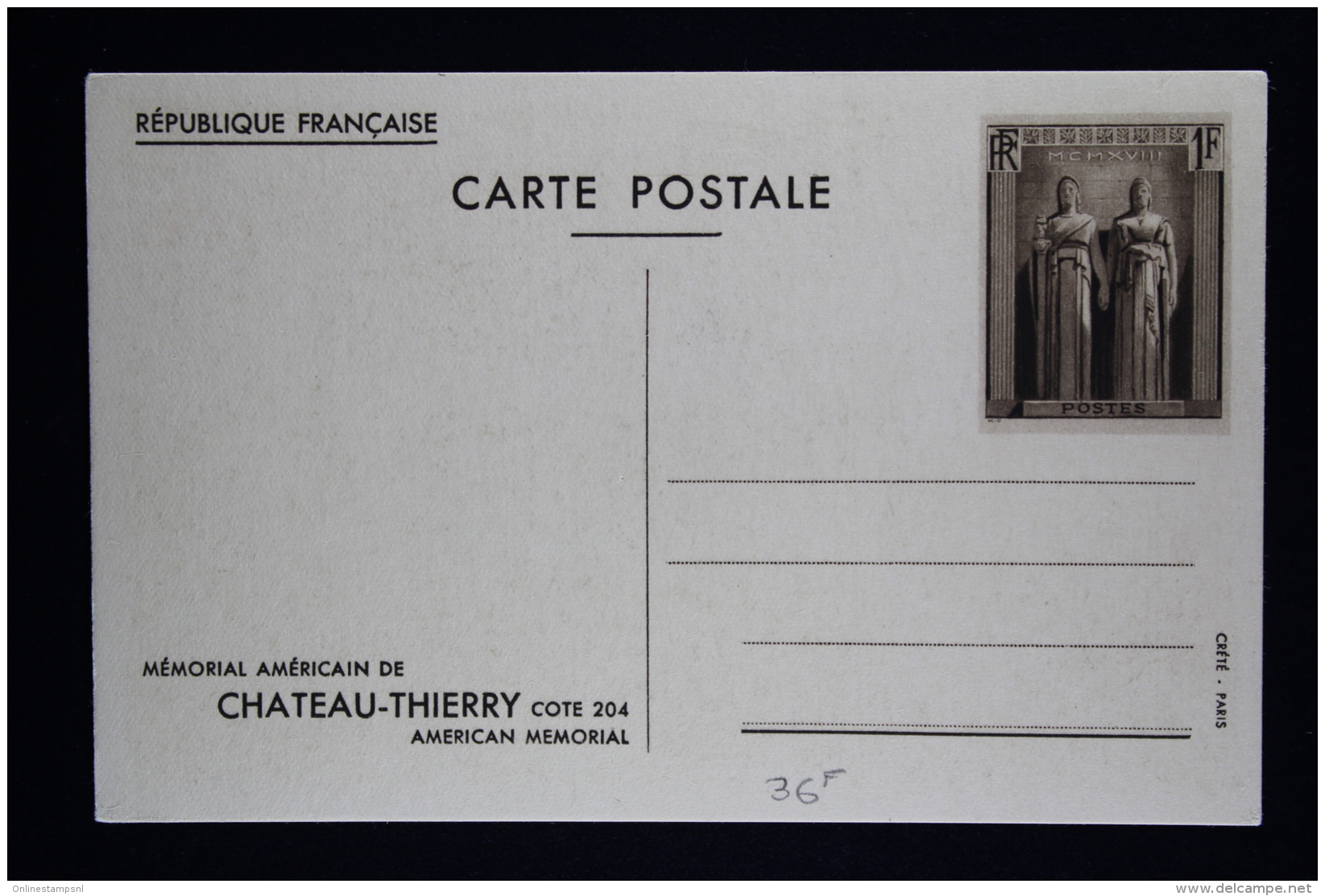 France: Card Postale  Memorial Americain de Chateau-Thierry   la série de 5 cartes  Type L1 S