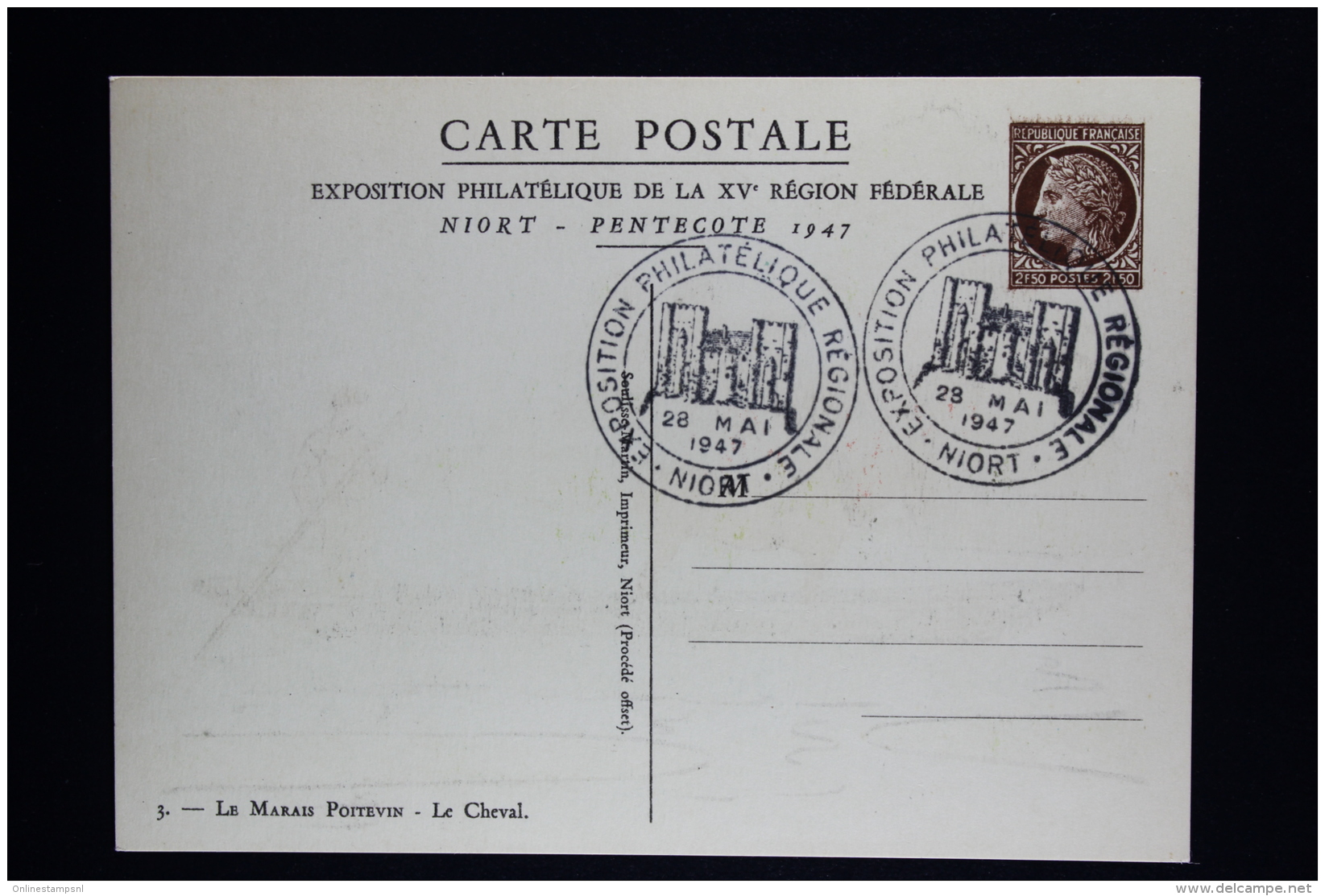 France Carte Postale Ceres de Mazelin Type  C2 S La série de 4 cartes  1947  oblitérées au verso
