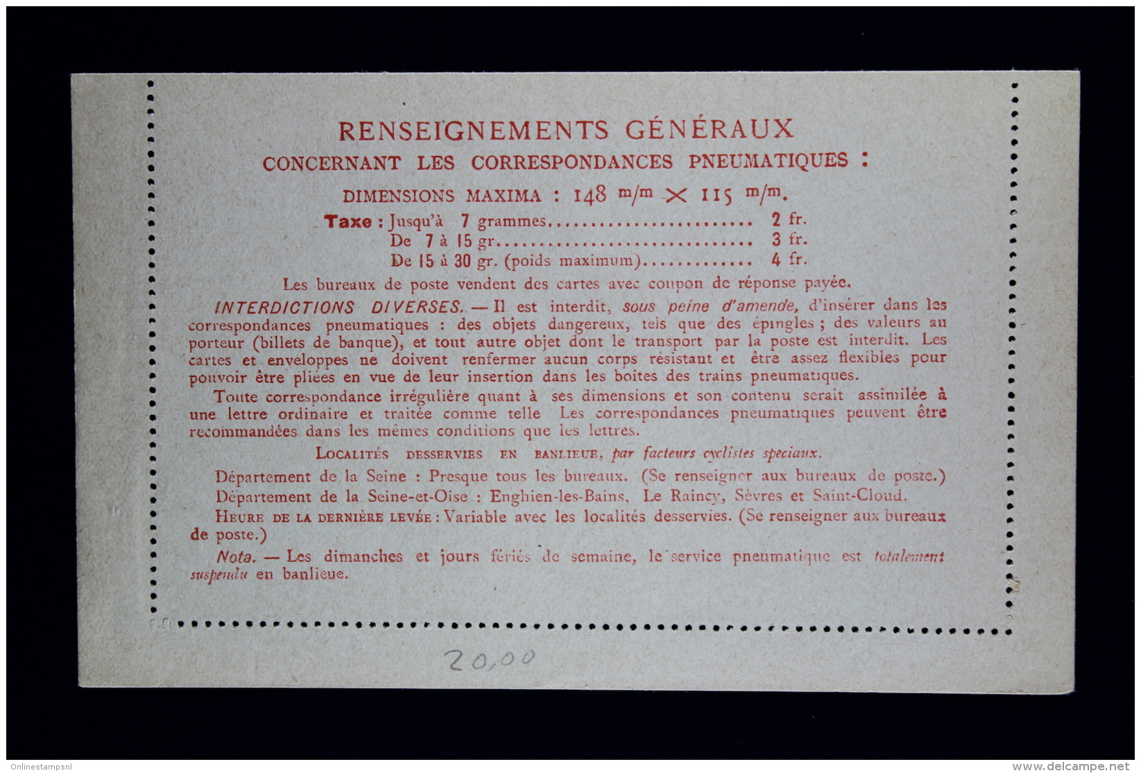 France Carte Lettre Pneu 1938 Type Q1  2 Fr. - Pneumatische Post