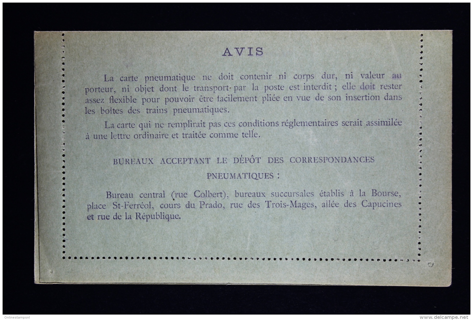 France Carte Lettre Pneu Sameuse 1910  Type K7  Marseill  11 Villes - Pneumatic Post