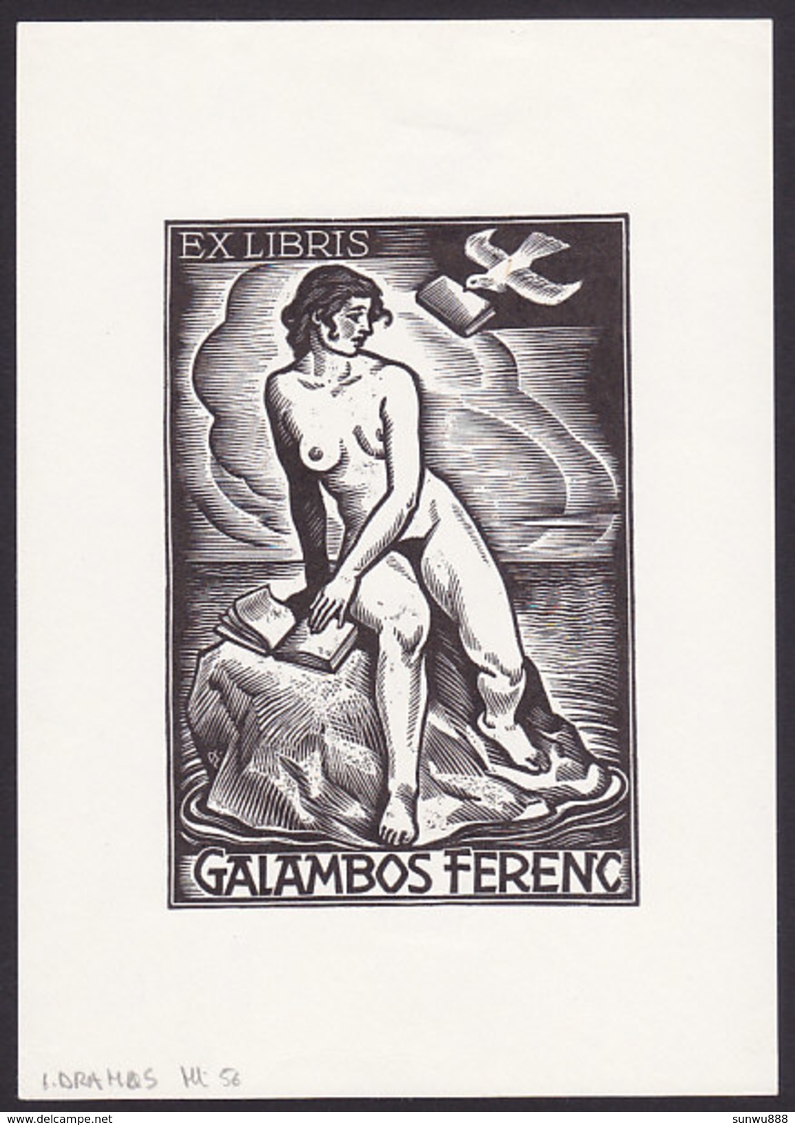 Ex-libris Galambos Ference (I. Drahos, Femme Nue) - Ex-libris