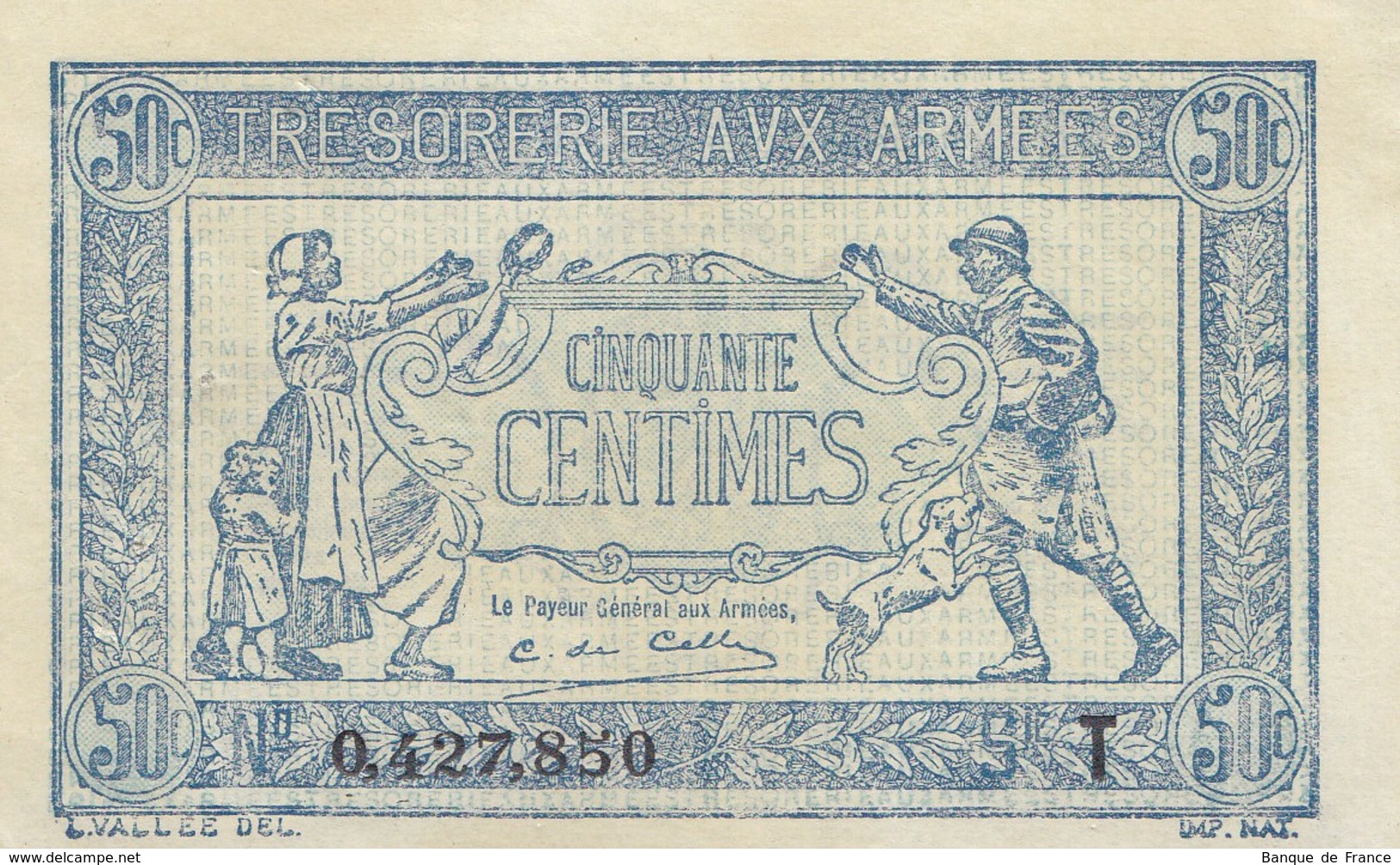 Billet  50 C Trésorerie Aux Armées 1919 FAY VF2.3 Lettre T Bel état - 1917-1919 Trésorerie Aux Armées