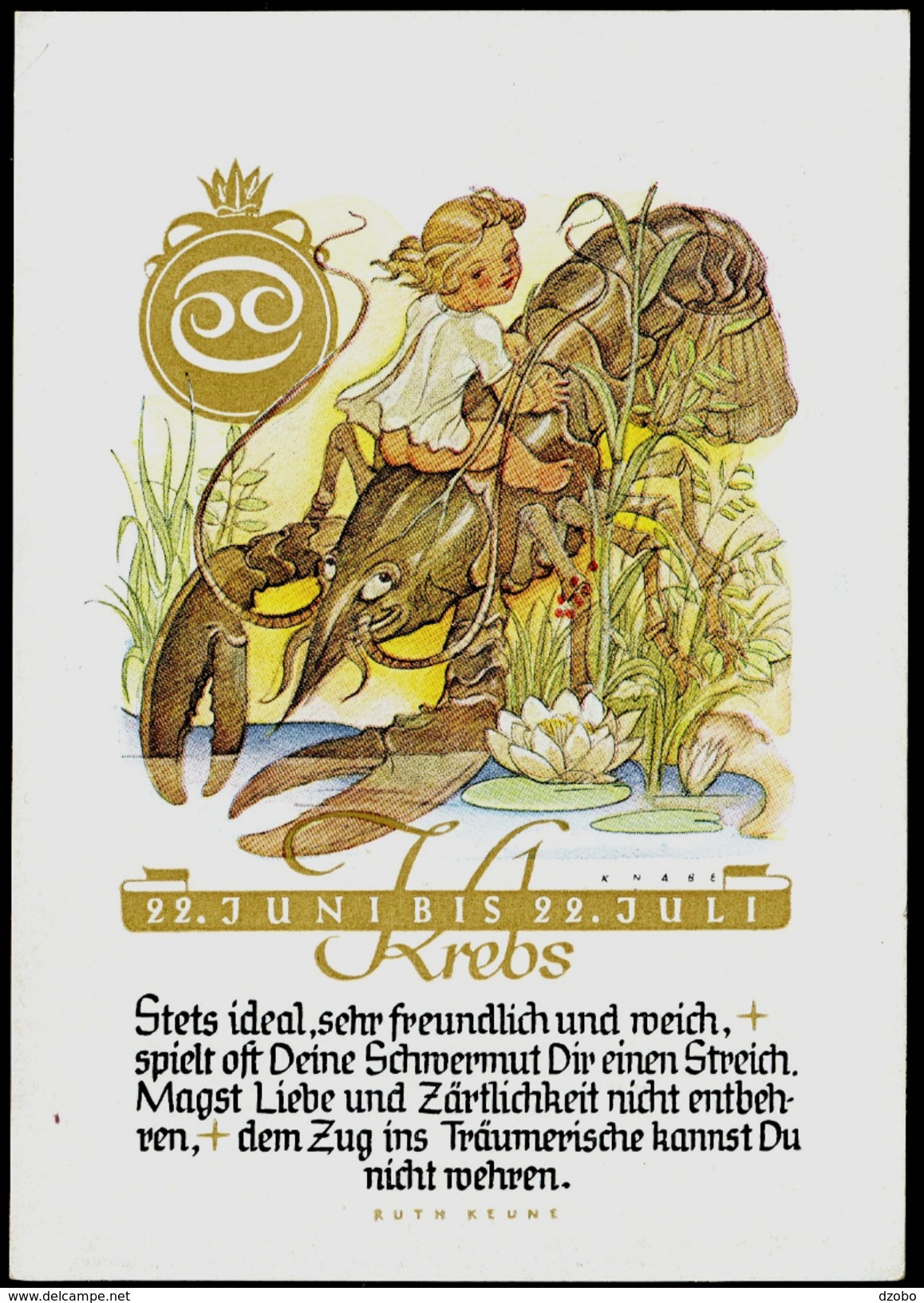 206-GERMANY-Deutschland Postcard STEINBOCK-Krebs Zeichen-Horoskop-zodiac-horoscope-Signe-horoscope 1946 - Astronomia