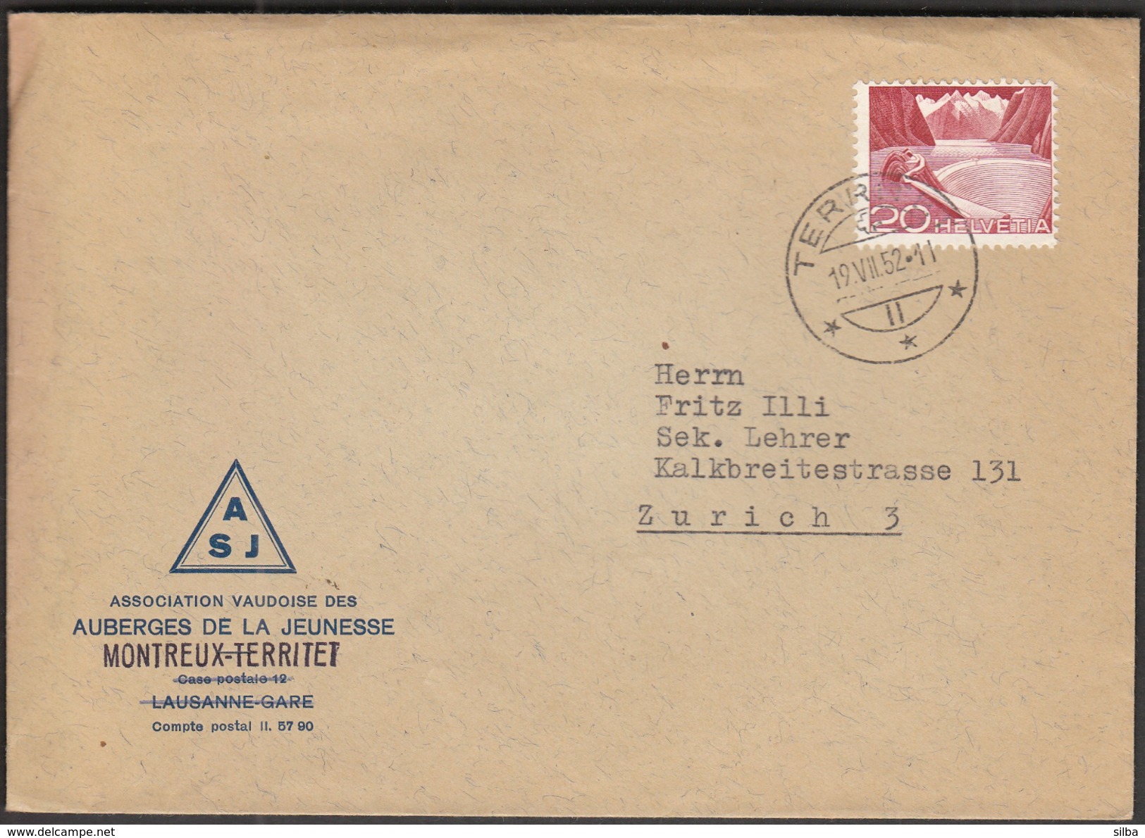 Switzerland Territet  19. 7. 1952 / ASJ - Lettres & Documents