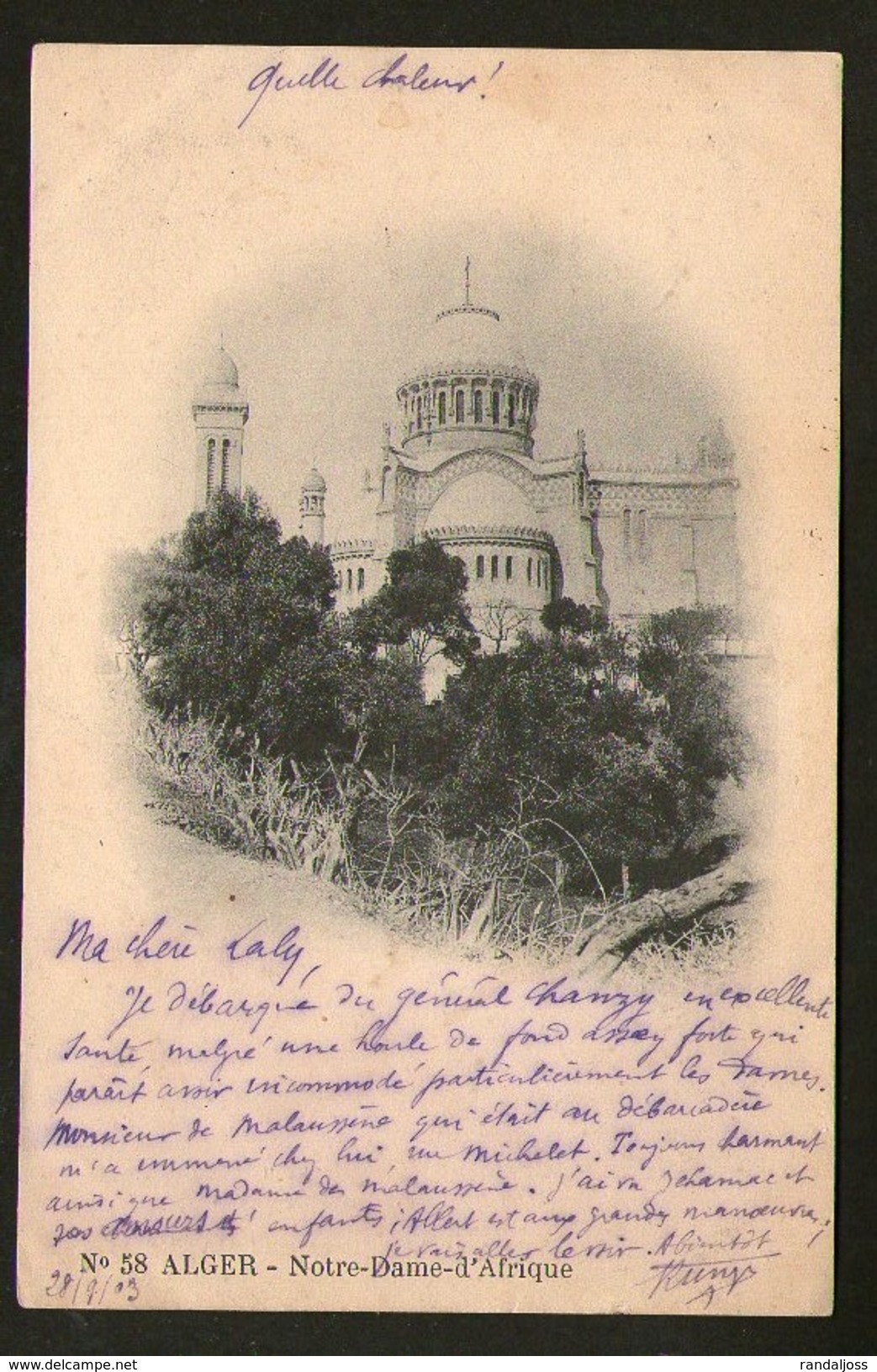 ALGER_Notre Dame D'Afrique_précurseur_circulée_Mustapha-28/9/1903_Vollenweider Photographe - Autres & Non Classés