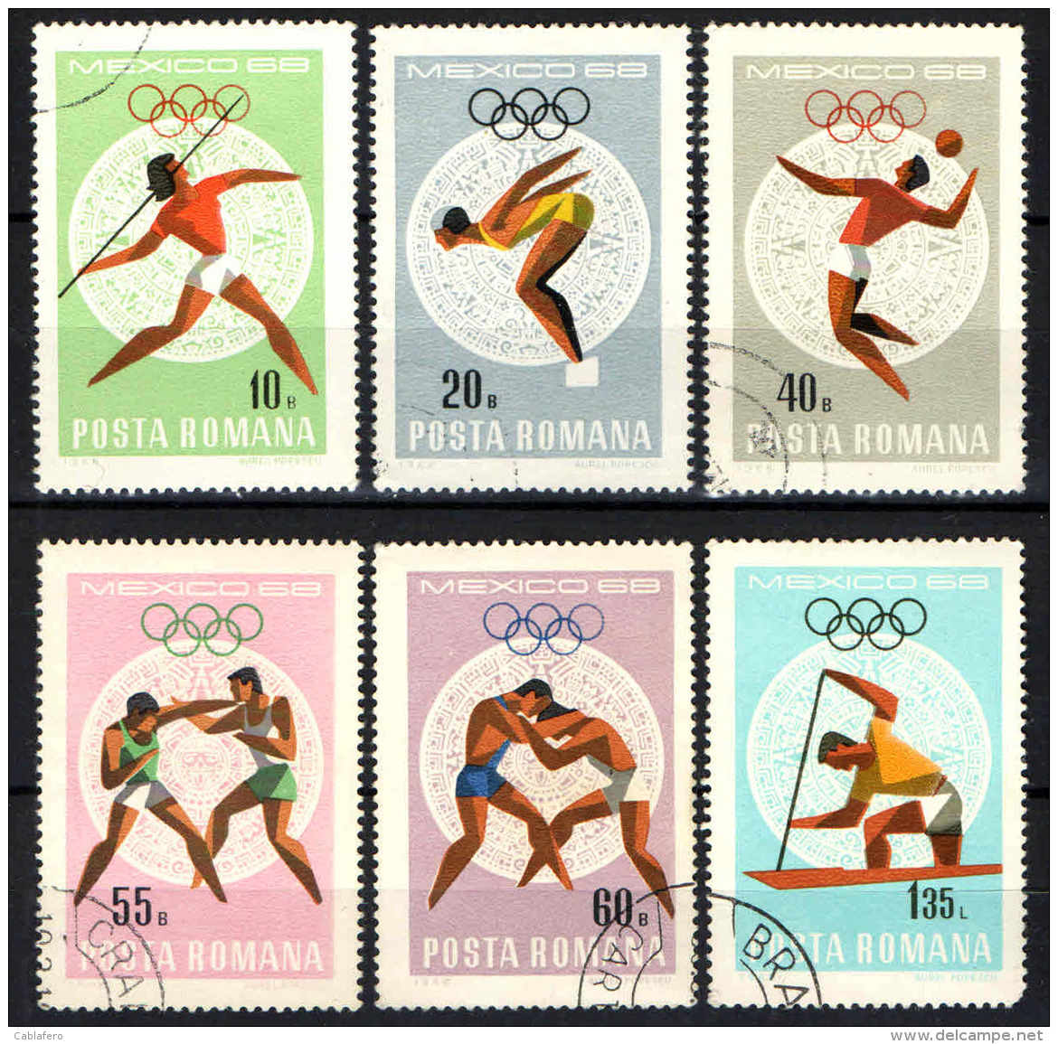 ROMANIA - 1968 - GIOCHI OLIMPICI DEL MESSICO 1968 - USATI - Gebraucht