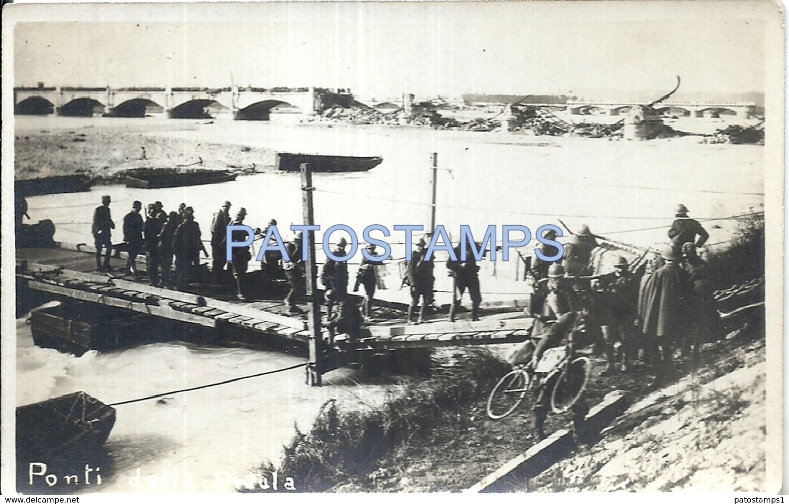 70582 ITALY TREVISO BRIDGE PONTI DELLA PRIULA & MILITARY SOLDIER POSTAL POSTCARD - Altri & Non Classificati