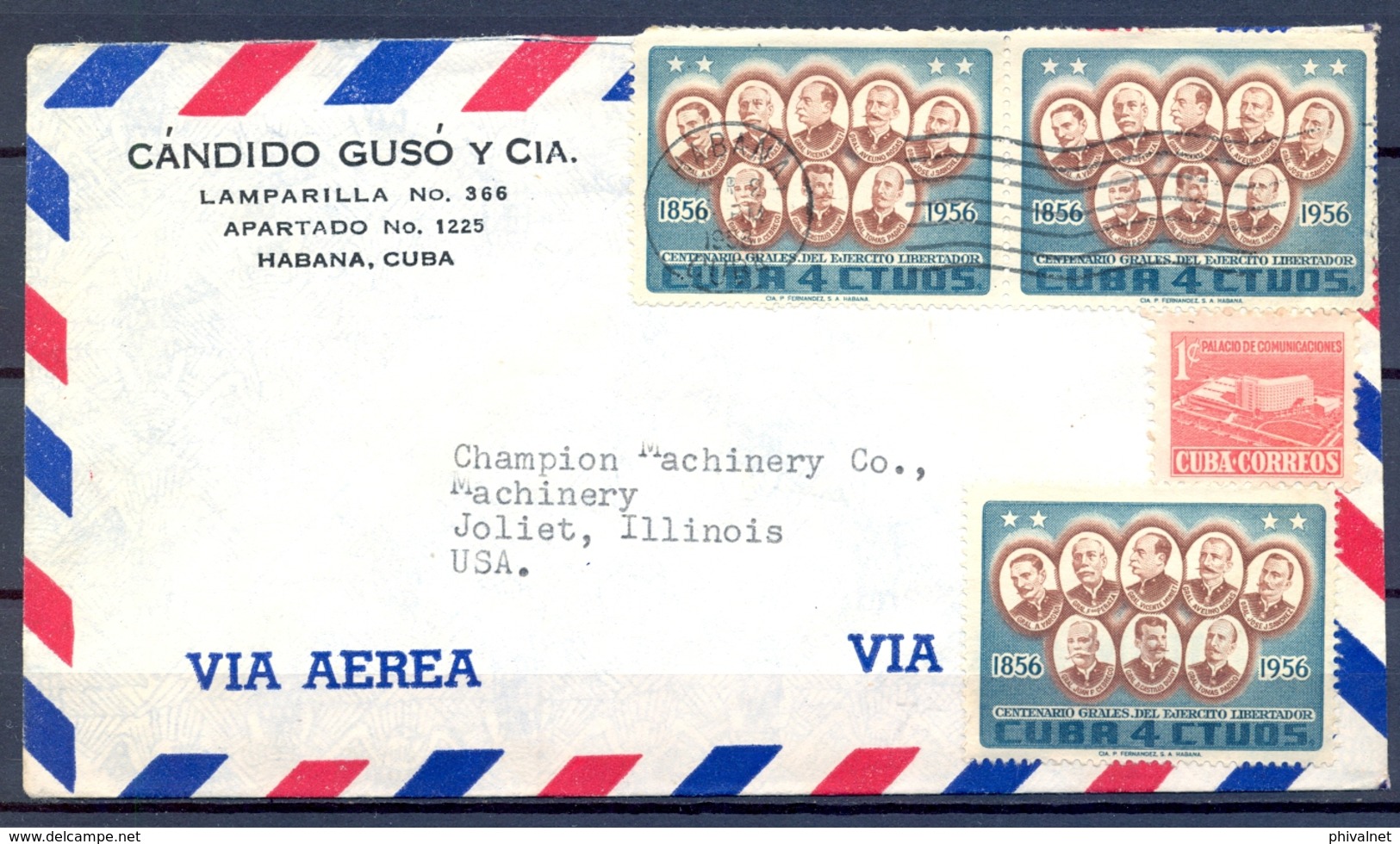 CUBA 1958 , LA HABANA - ILLINOIS , SOBRE CIRCULADO - Lettres & Documents