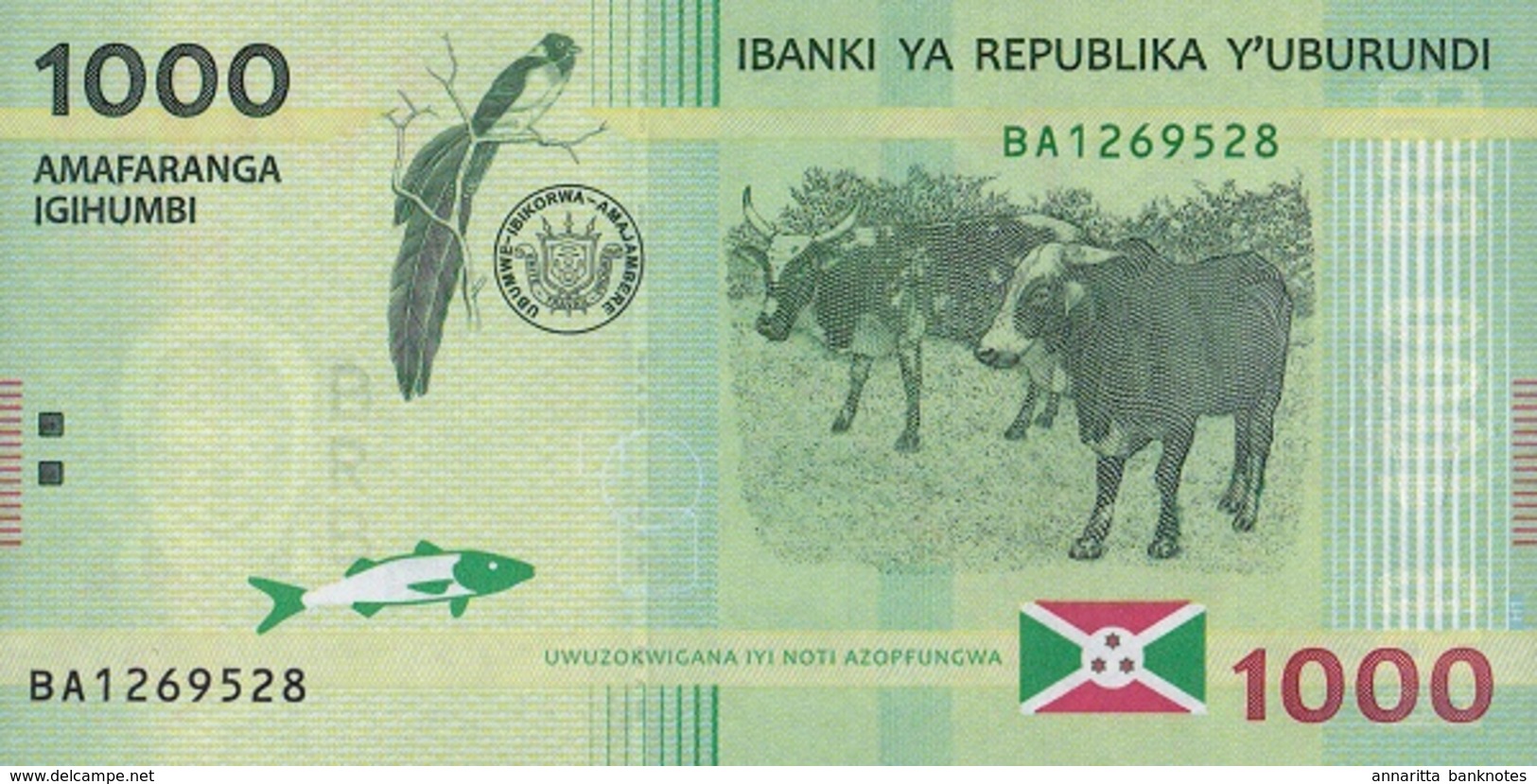 Burundi (BRB) 1000 Francs 2015 UNC Cat No. P-51a / BI237a - Burundi