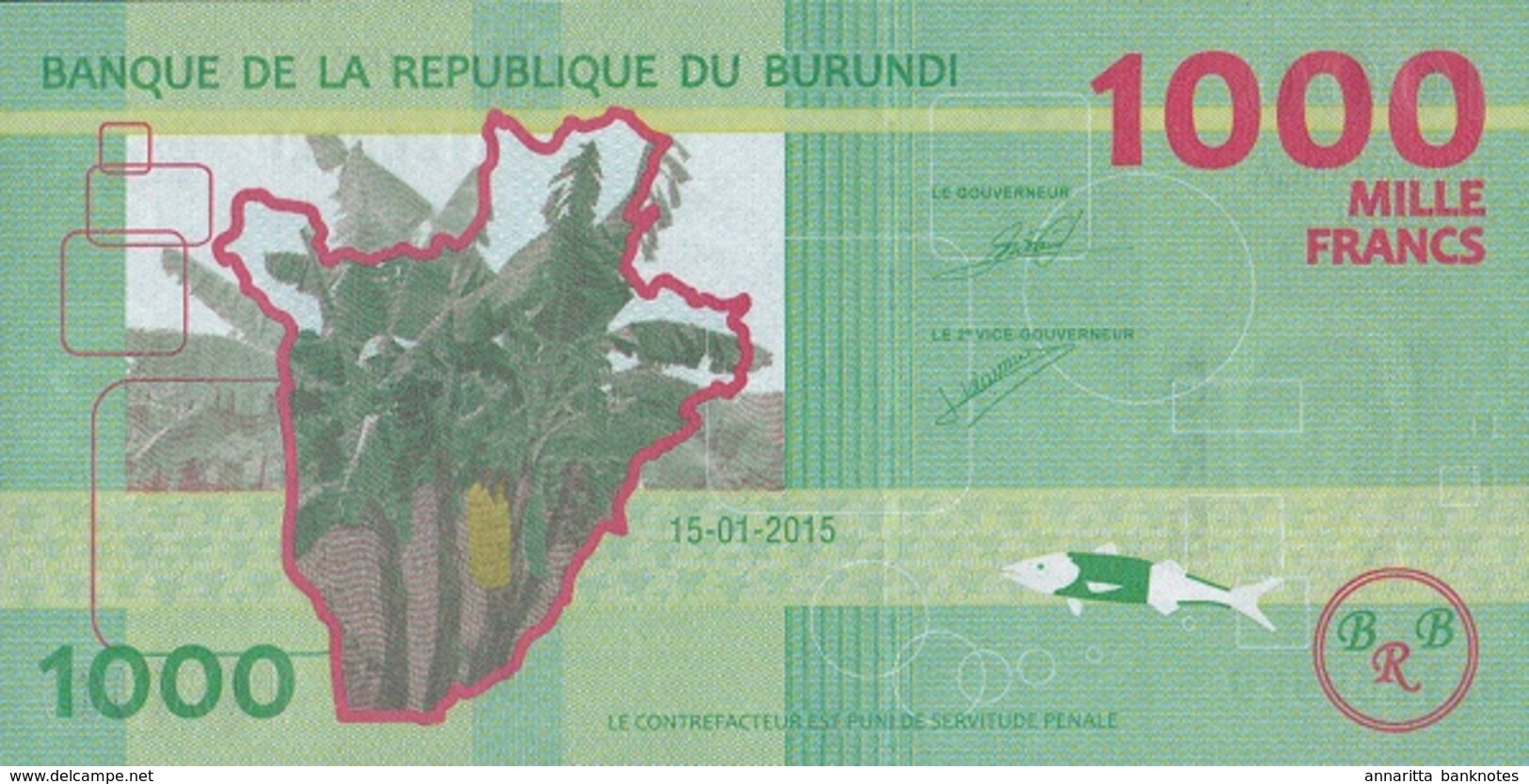 Burundi (BRB) 1000 Francs 2015 UNC Cat No. P-51a / BI237a - Burundi