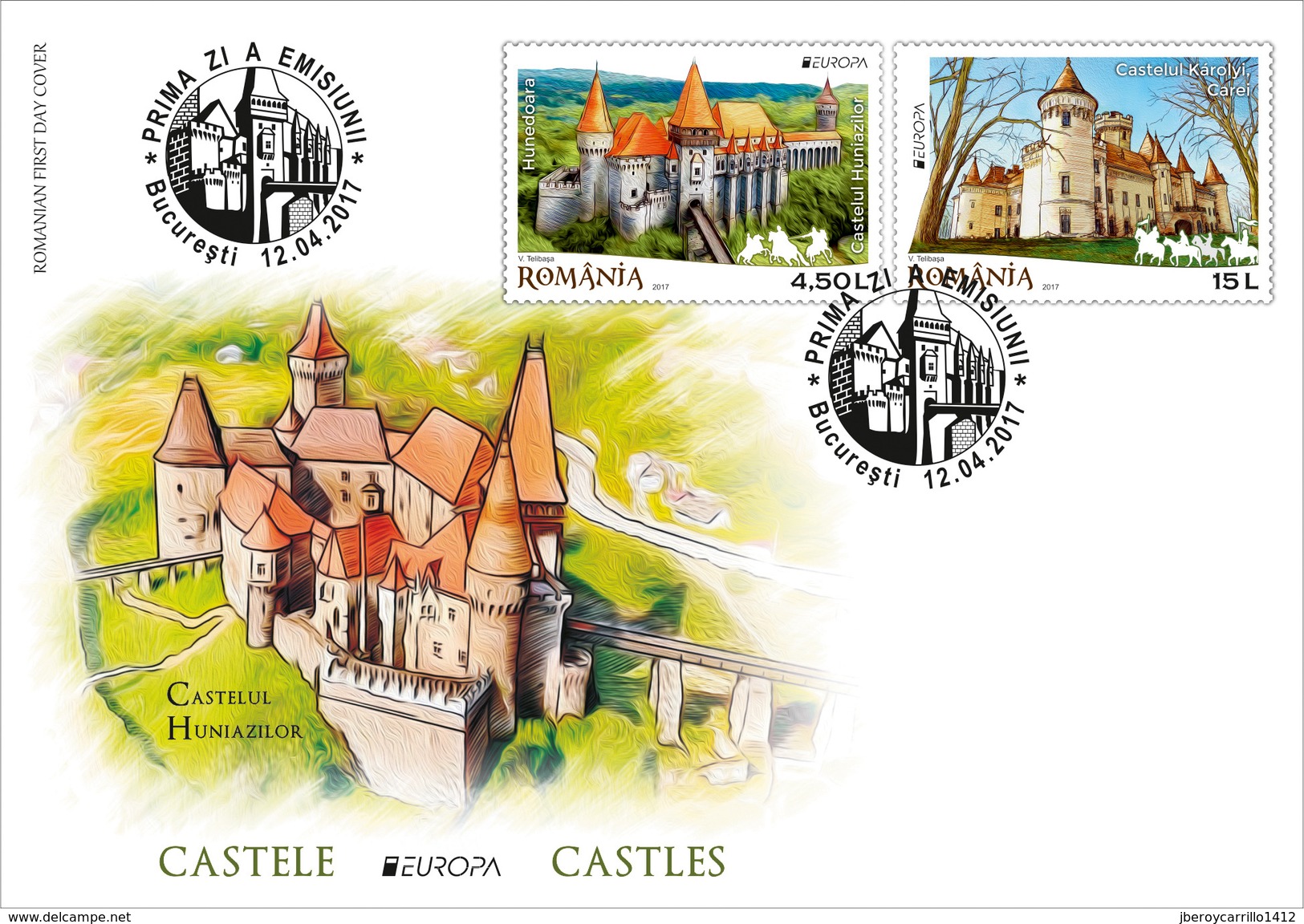 RUMANIA/ ROMANIA/ ROUMANIE/ RUMÄNIEN -EUROPA-CEPT 2017.-TEMA:"CASTILLOS -CASTLES -SCHLÖSSER".- FDC De La SERIE - 2017